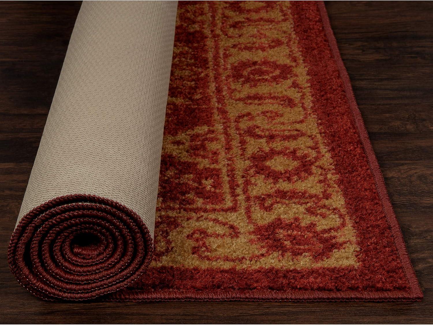 Maples Rugs Georgina Global Living Room Area Rug for Indoor, 5' x 7', Red/Gold