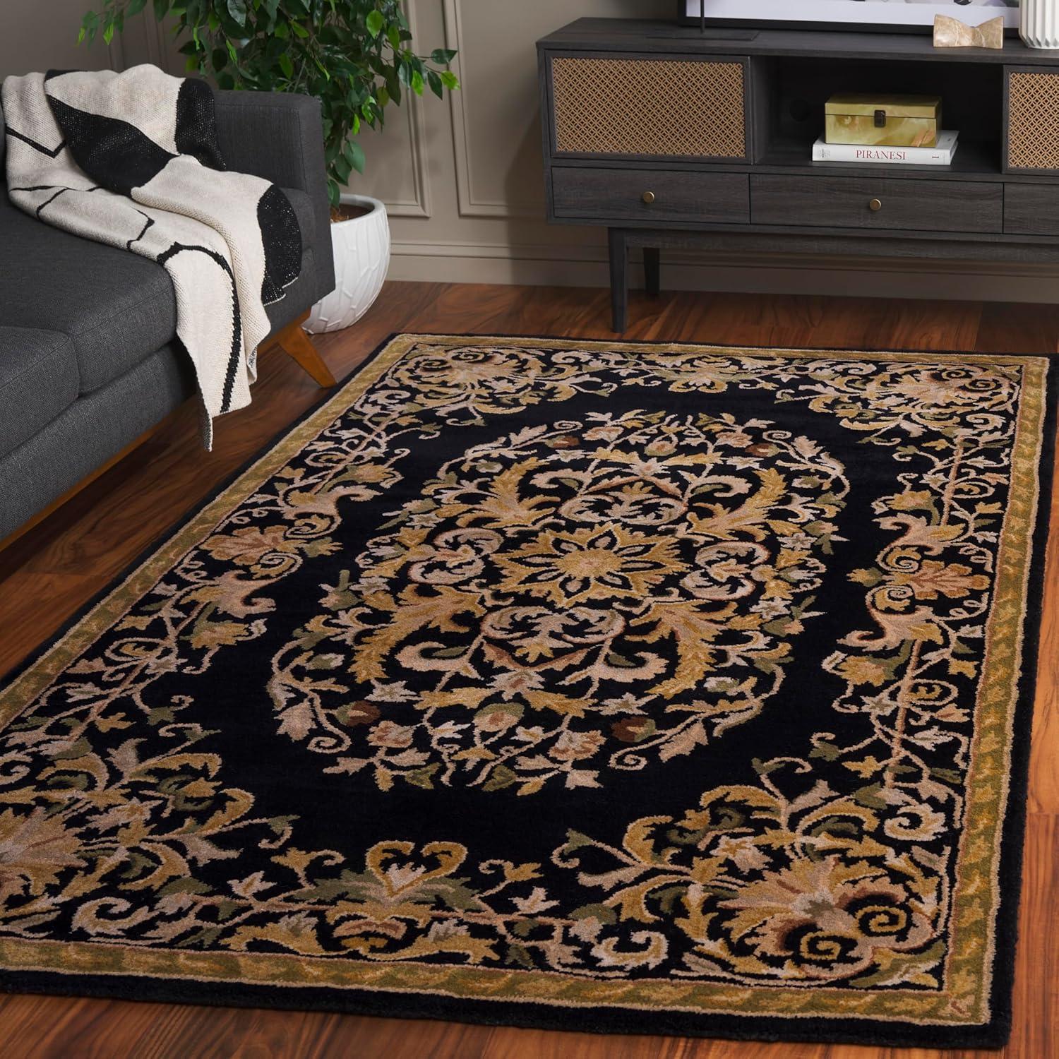 SAFAVIEH Heritage Cleves Traditional Wool Area Rug, Black, 5' x 8'