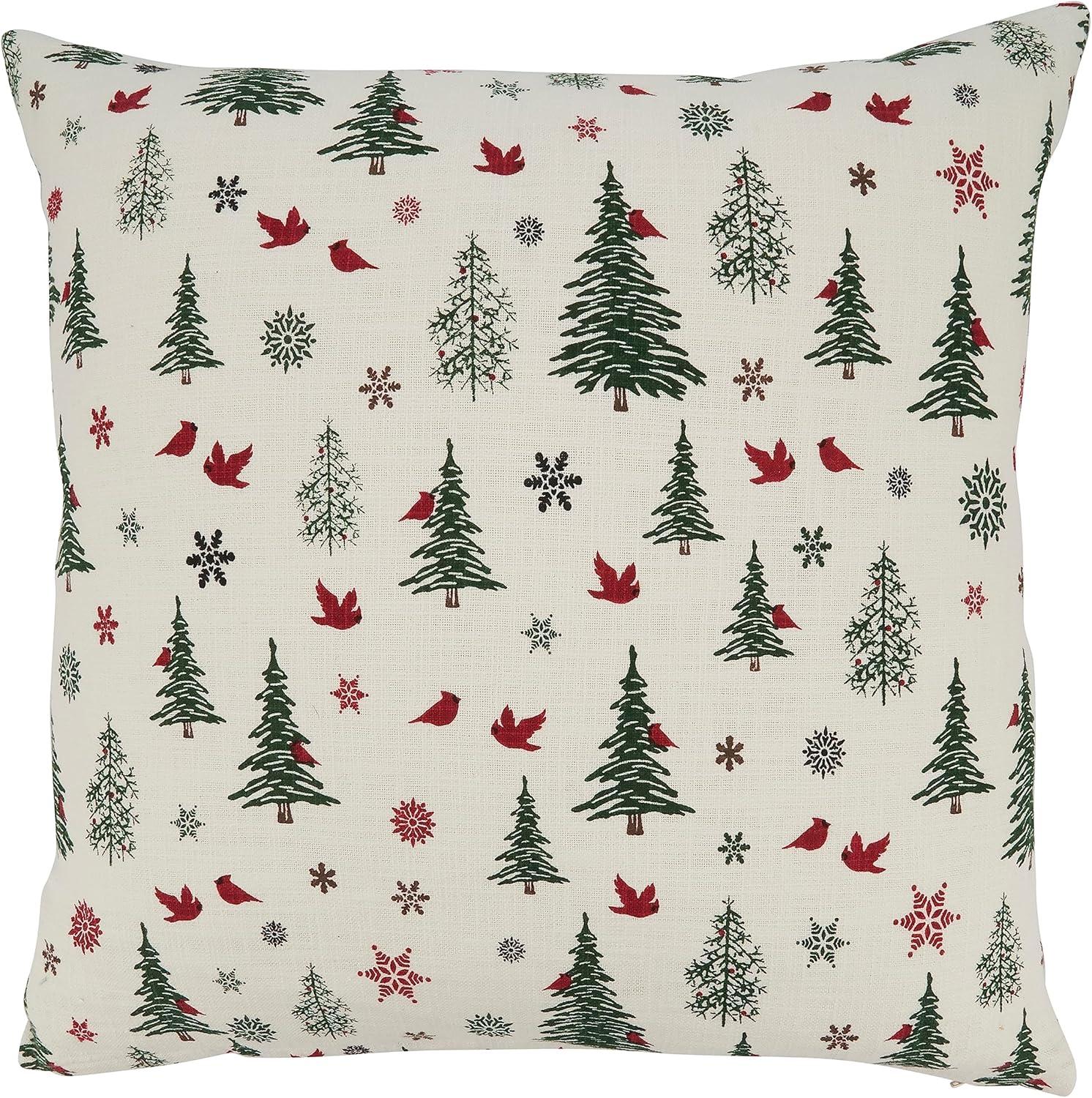 Ivory Christmas Trees Down Filled Square Throw Pillow