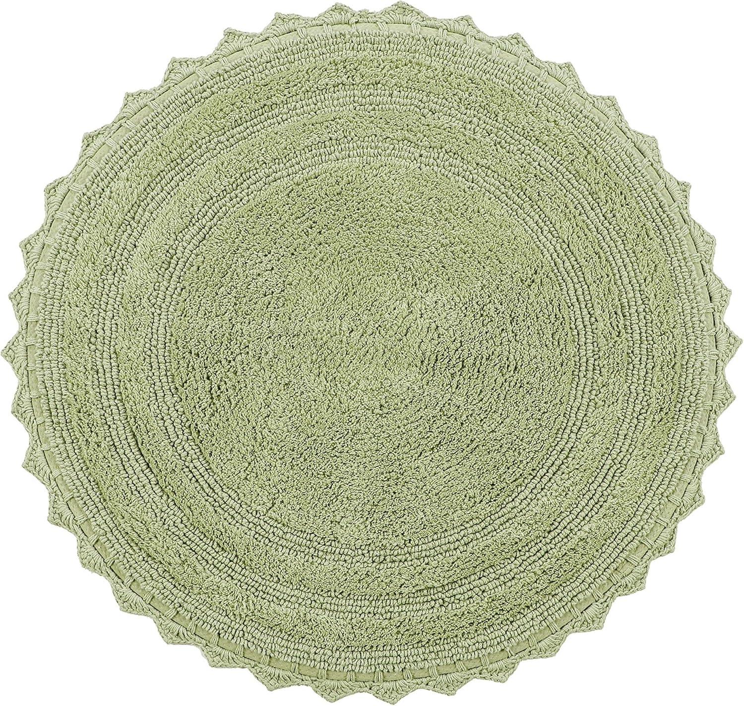 Better Trends Lilly Crochet 100% Cotton Tufted Reversible Bath Rug 24" Round - Sage