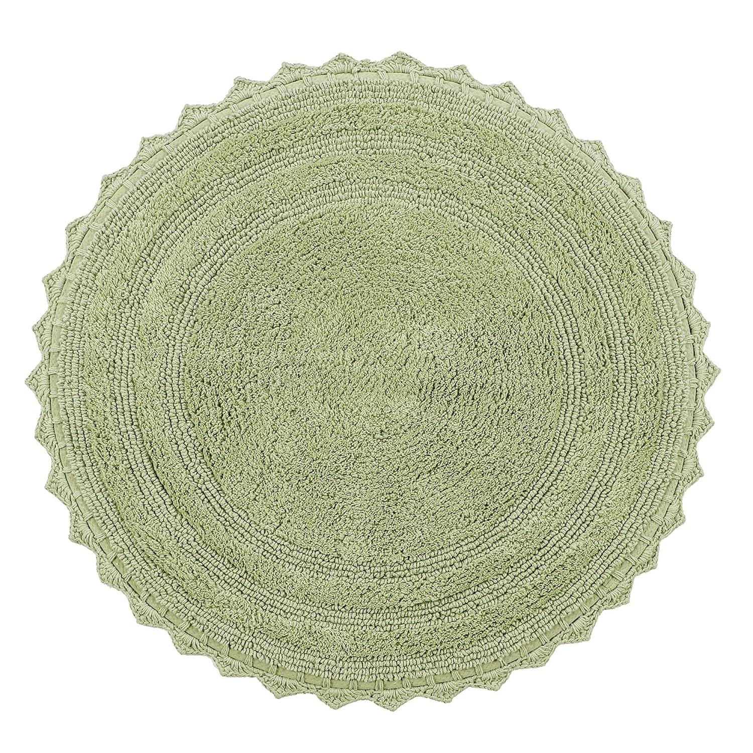 Better Trends Lilly Crochet 100% Cotton Tufted Reversible Bath Rug 24" Round - Sage