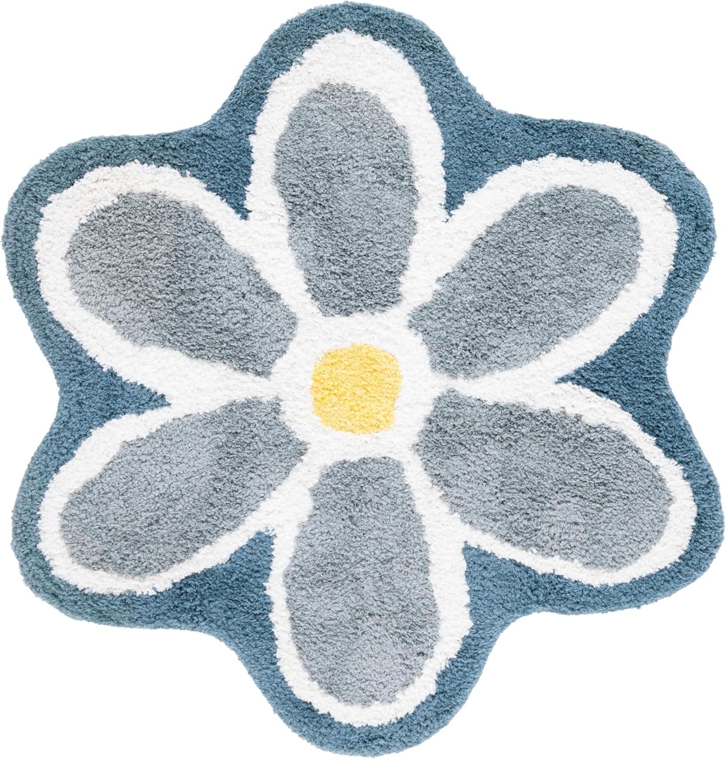 Novelty NOV902 Hand Tufted Accent Rug - Ivory/Blue - 3' round - Safavieh.