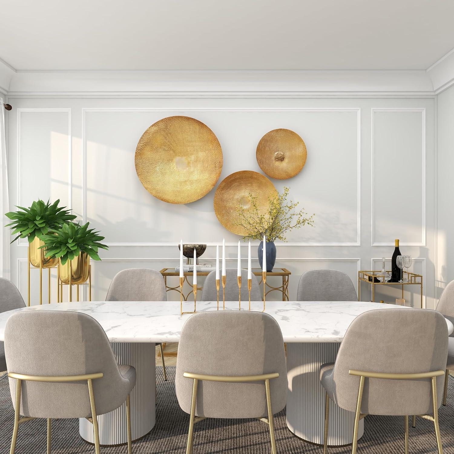 Gold Large Metallic Round Disk Wall Decor Set