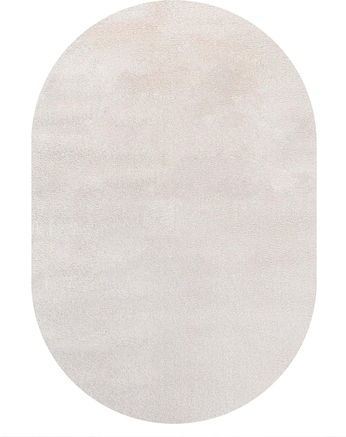 3'x5'Oval Haze Solid Low-Pile, Ivory - JONATHAN Y