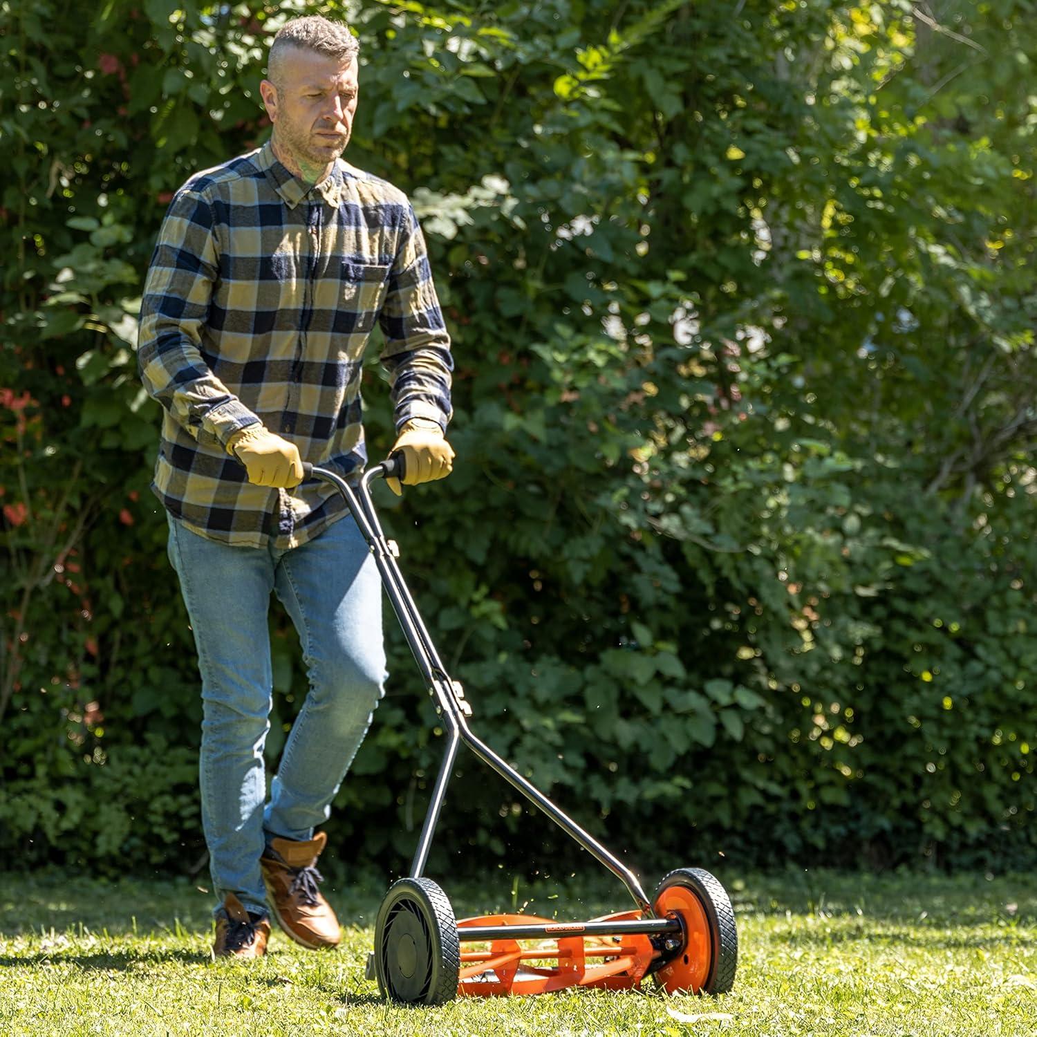 16 in. 4-Blade Manual Walk Behind Reel Lawn Mower