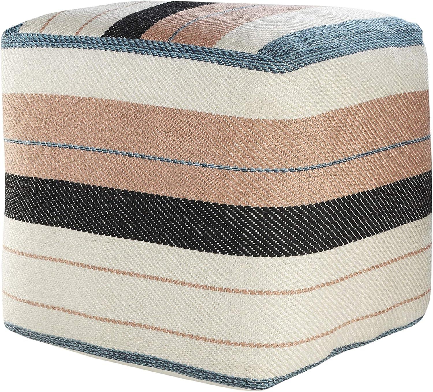 Dakota Fields Argueta Outdoor Performance Striped Pouf Ottoman