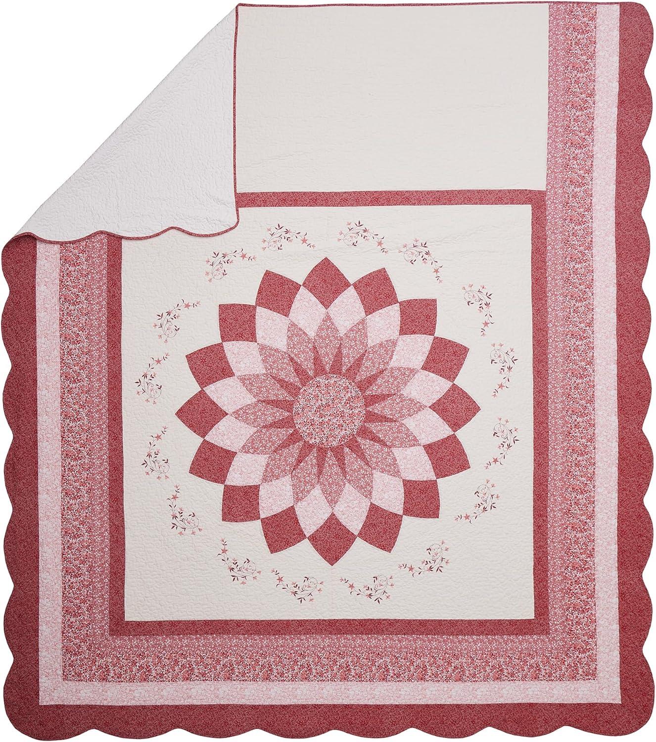 Caroline Quilt Bedspread Red/Ivory - Modern Heirloom