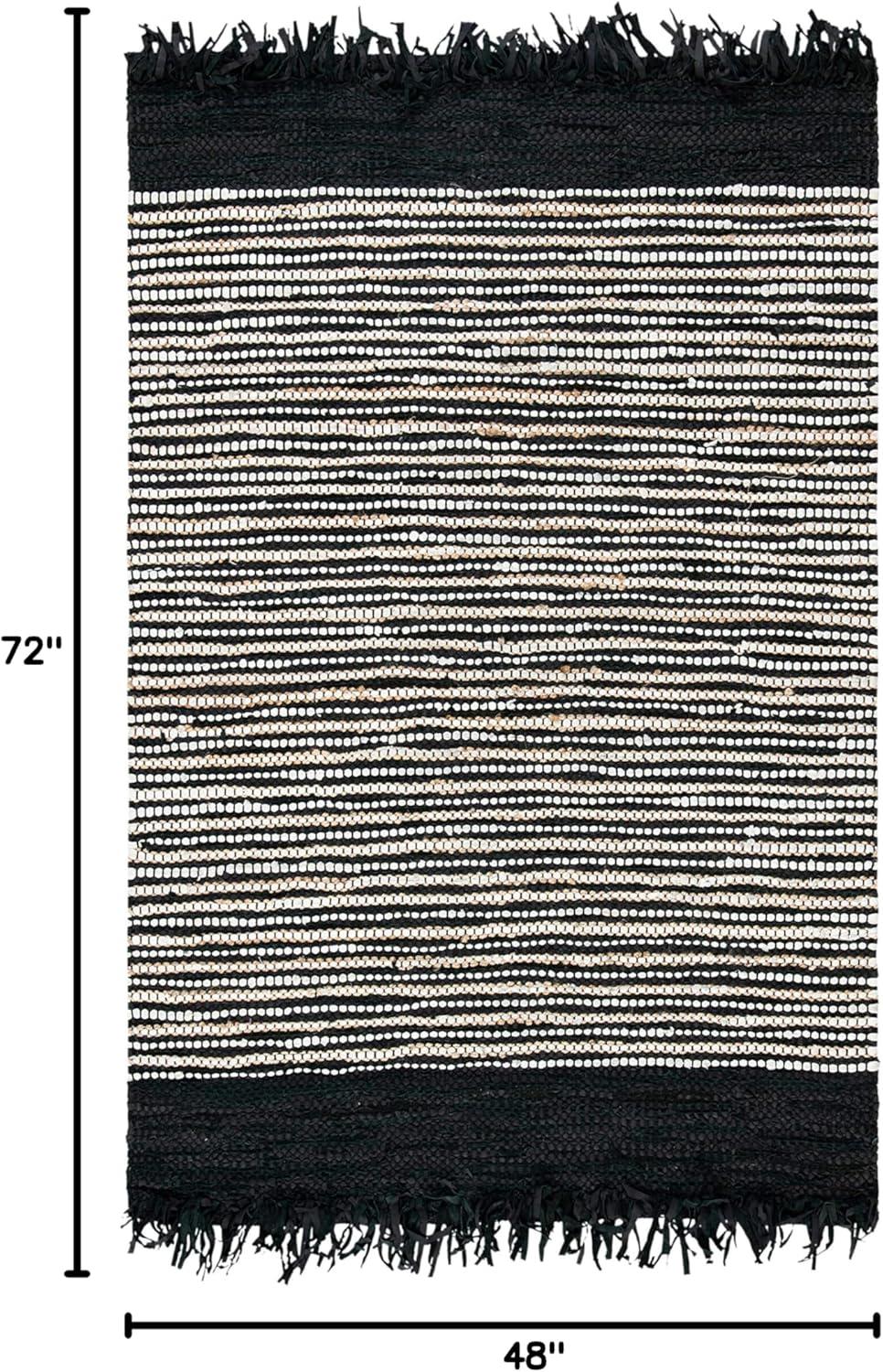 Vintage Leather VTL373 Hand Woven Indoor Area Rug - Black/Multi - 4'x6' - Safavieh.