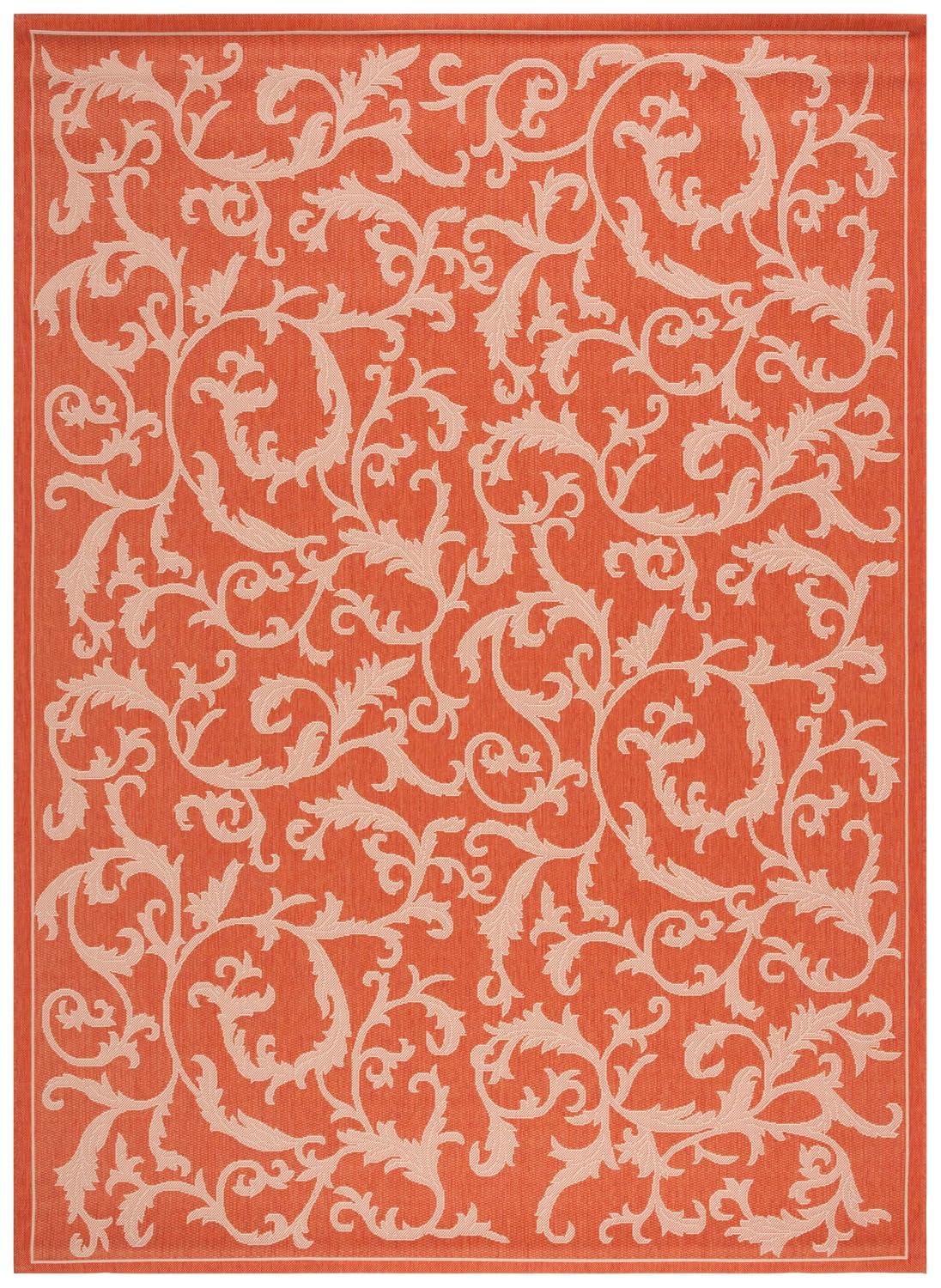Courtyard CY2653 Power Loomed Indoor and Outdoor Area Rug - Terracotta/Natural - 9'x12' - Safavieh
