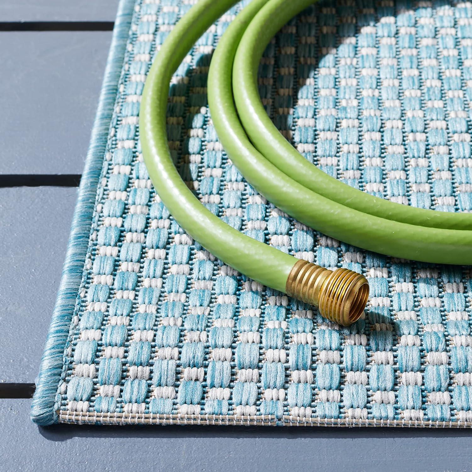 Courtyard CY8521 Power Loomed Indoor/Outdoor Accent Rug - Aqua/Grey - 2'7"x5' - Safavieh.
