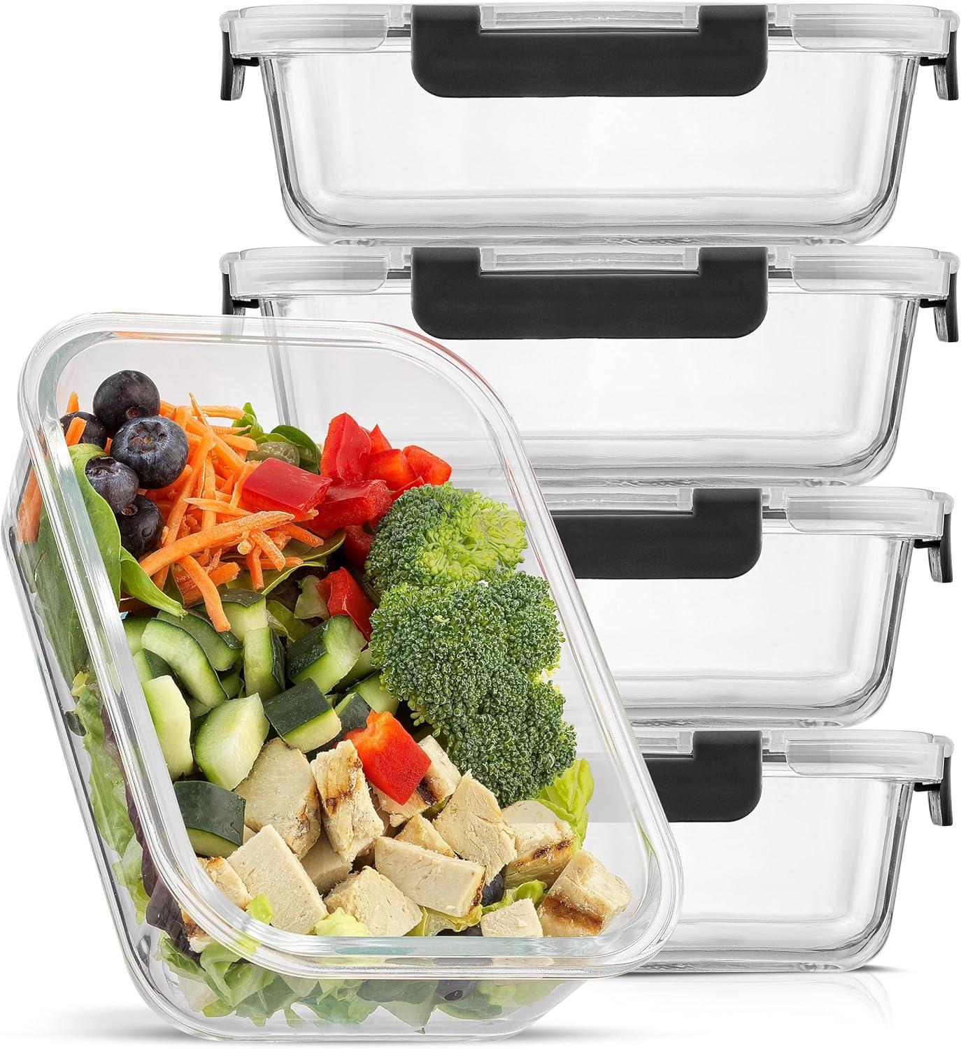 JoyJolt 10-Piece Glass Food Storage Container (Set of 5)