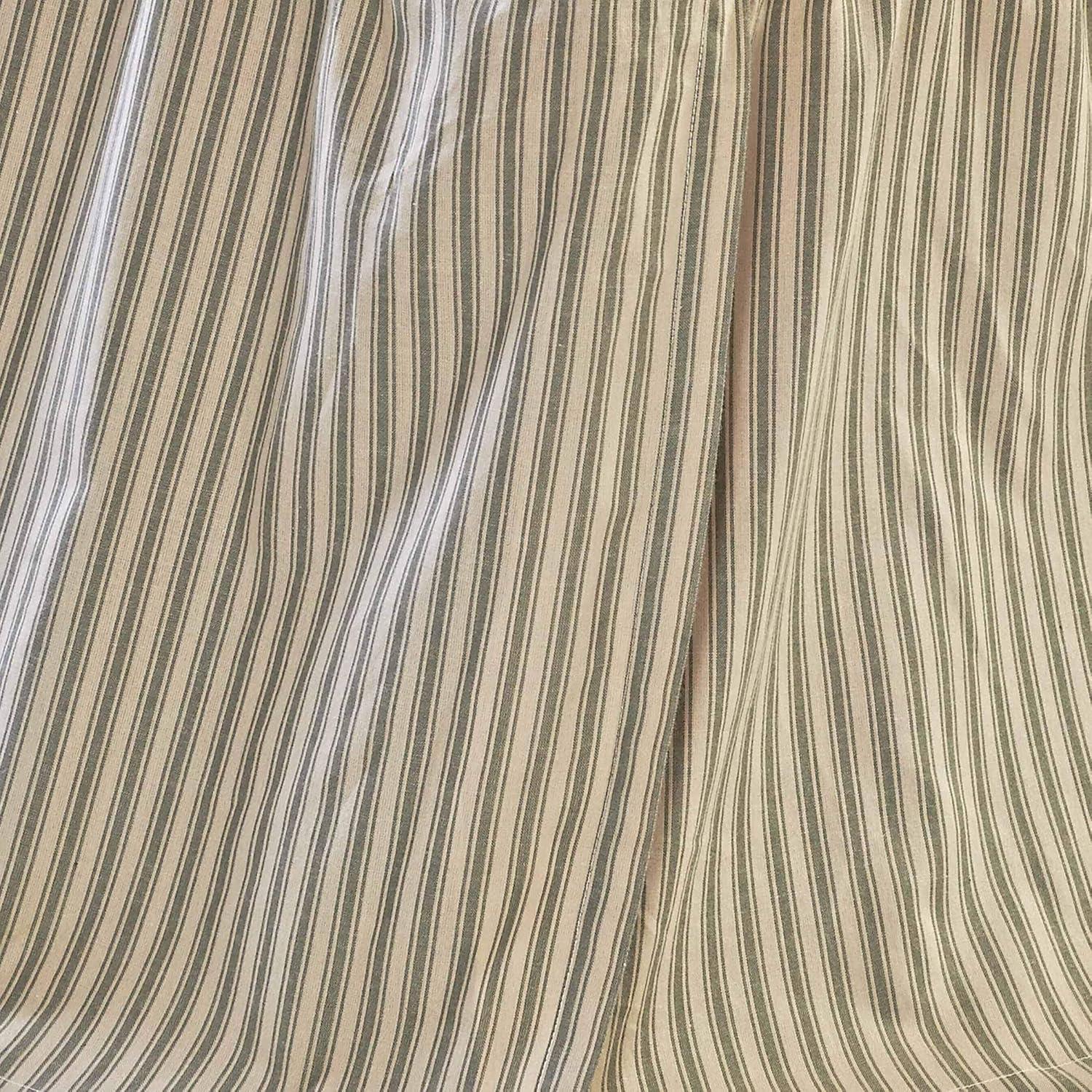 Prairie Winds Green Ticking Stripe King Bed Skirt 78x80x16