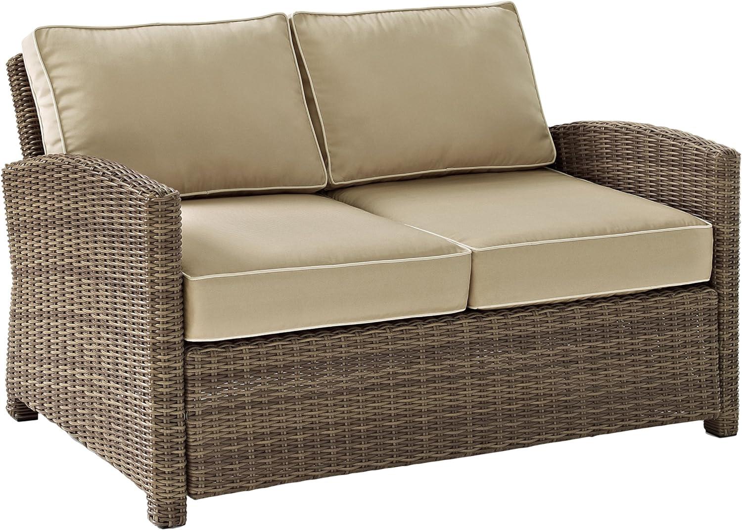 Bradenton 3-Piece Brown Wicker Outdoor Seating Set with Sand Cushions