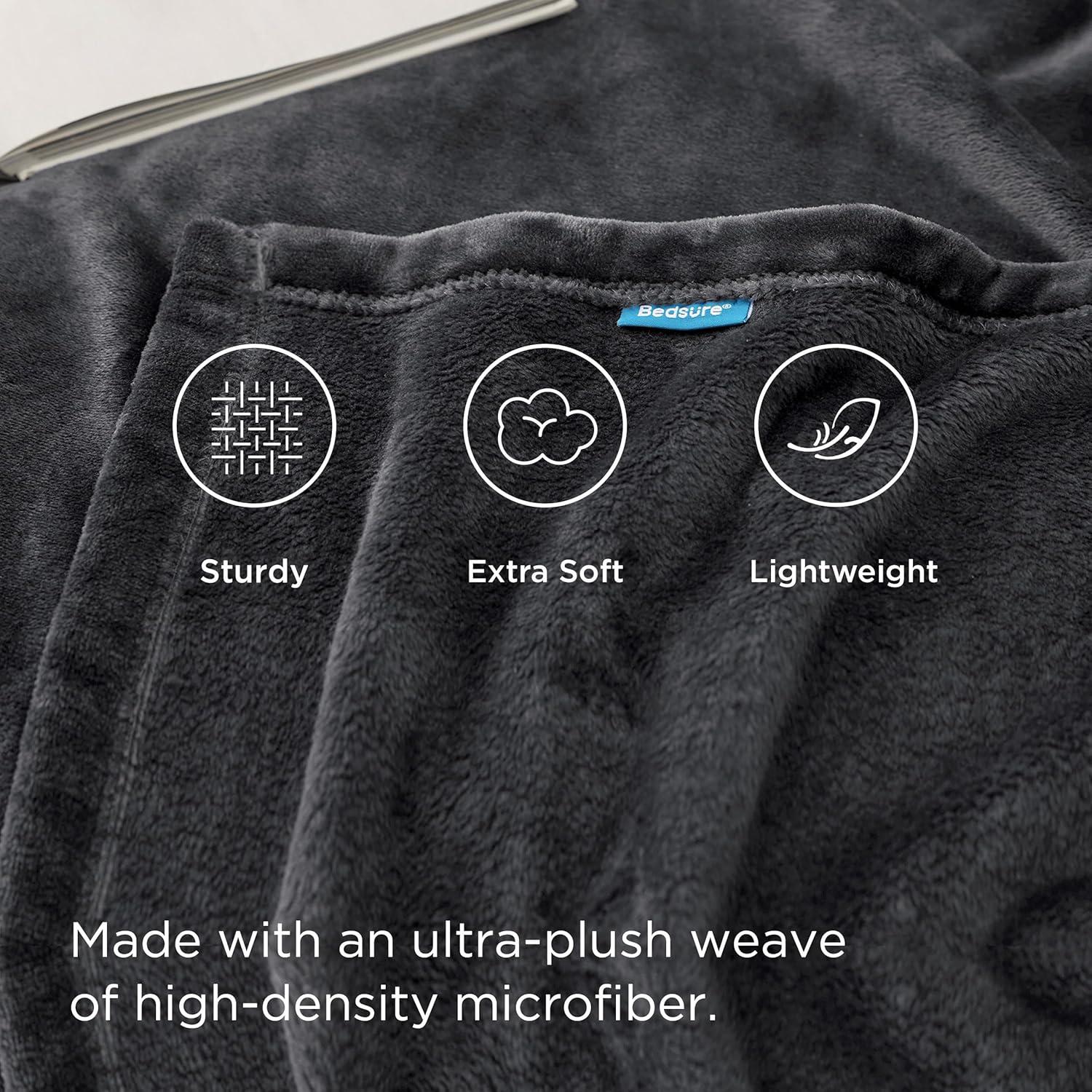 Fleece Blanket Throw Blanket Dark Grey - 300GSM Throw Blankets for Couch, Sofa, Bed, Soft Lightweight Plush Cozy Blankets and Throws for Toddlers