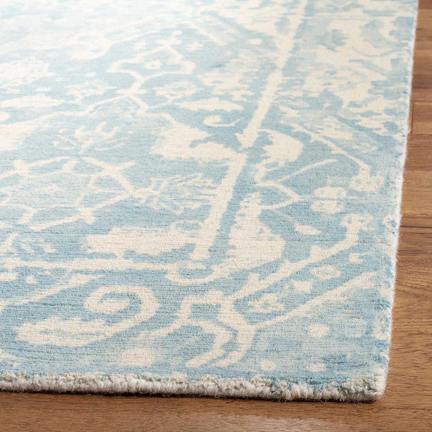 Restoration Vintage Hand-Tufted Wool Light Blue/Ivory Area Rug