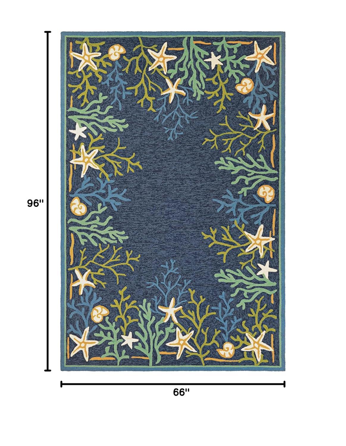 Couristan Outdoor Escape Sea Water Indoor / Outdoor Area Rug, Ocean Blue-Aqua, 3'6" x 5'6"