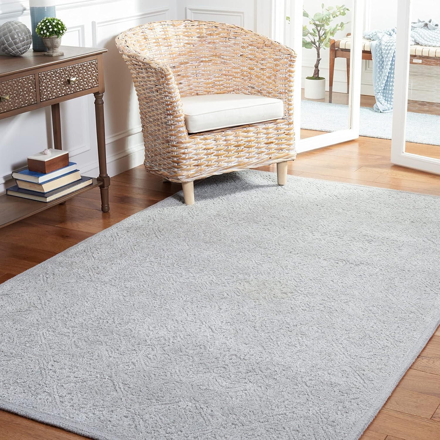 Handmade Artisan-Crafted Grey Wool & Silk 3' x 5' Area Rug