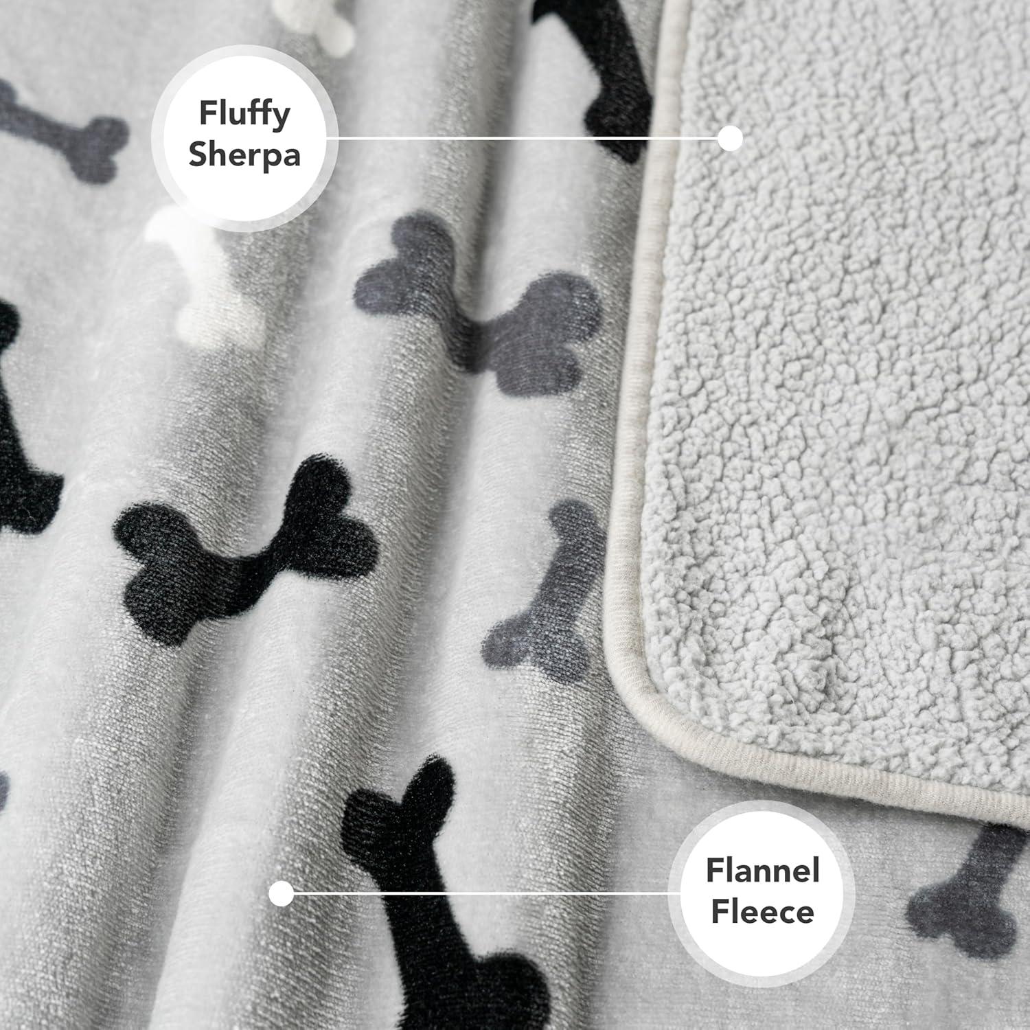 PetAmi Waterproof Dog Blanket For Pet Cat, Faux Shearling Fleece Couch Cover, Soft Plush Washable Reversible Throw (Bone Gray, Small (24x32))