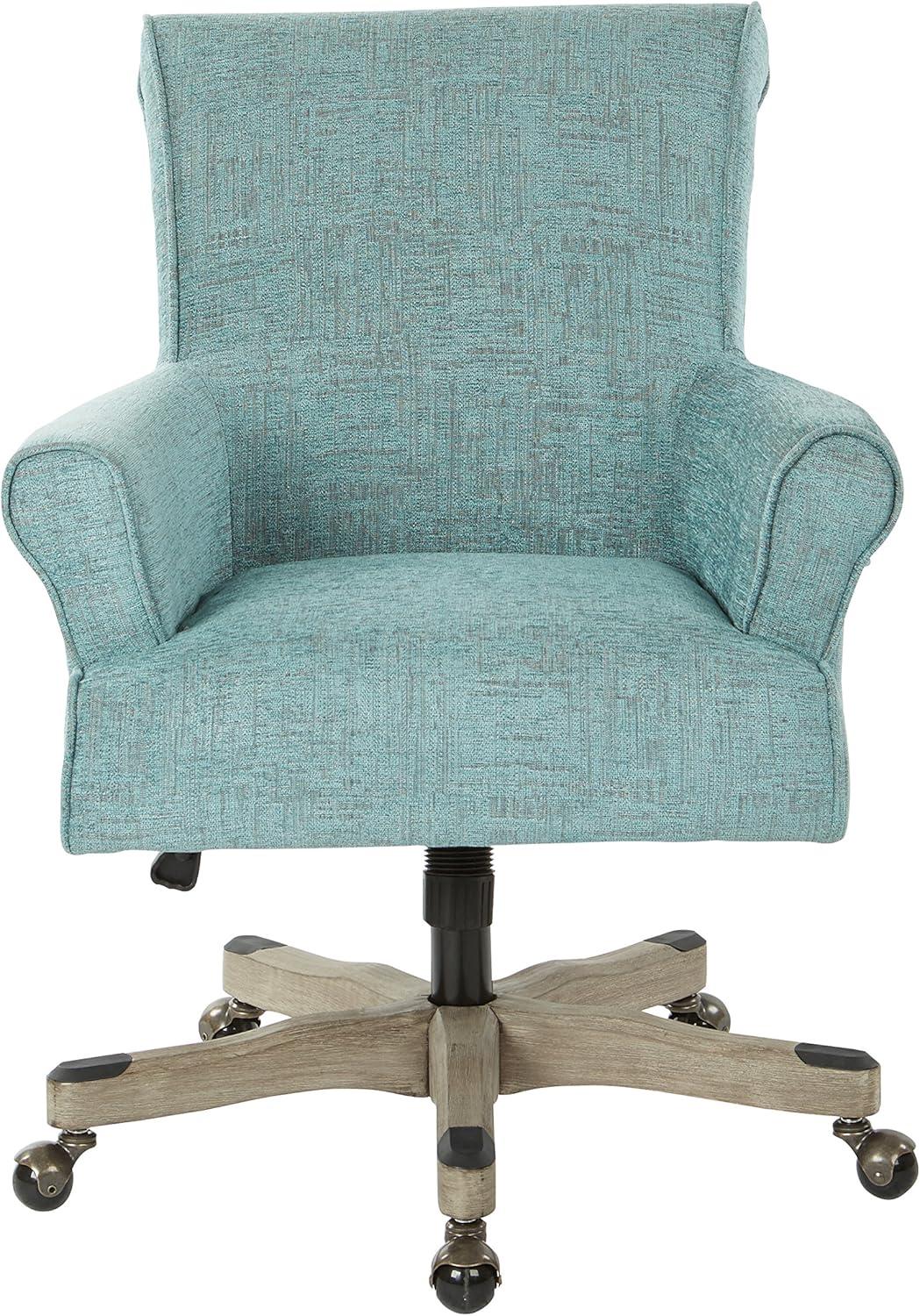 Megan Office Chair in Turquoise Fabric with Grey Wash Wood