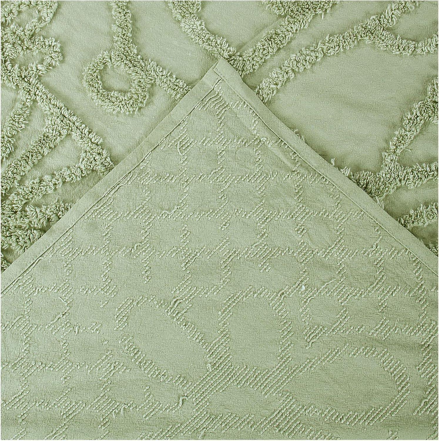Better Trends 3 Piece Bedspread Set 100% Chenille Queen Bedding Set Soft and Breathable Machine Washable (Sage) Trevor Collection