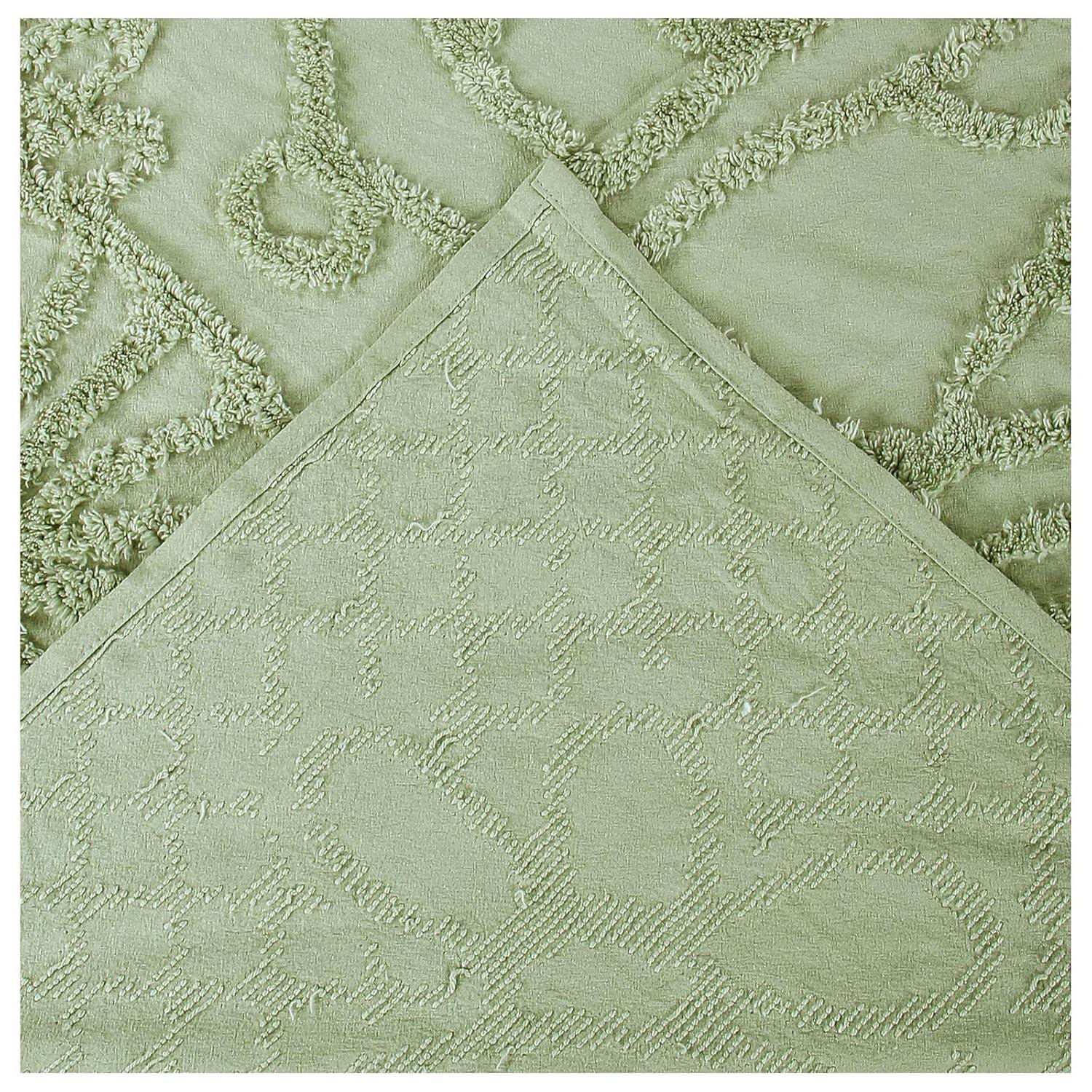 Better Trends 3 Piece Bedspread Set 100% Chenille Queen Bedding Set Soft and Breathable Machine Washable (Sage) Trevor Collection