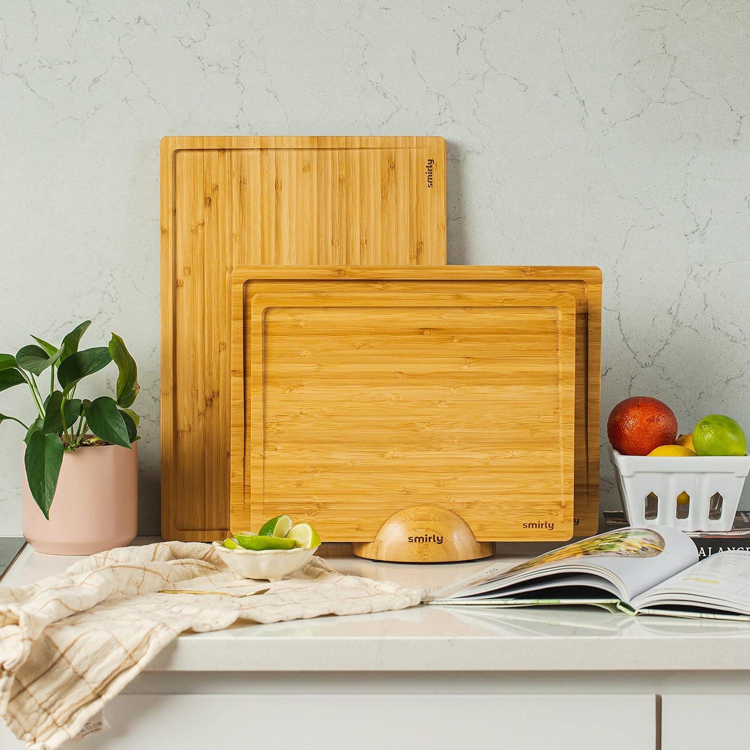 3-Piece Bamboo Cutting Board Set with Holder