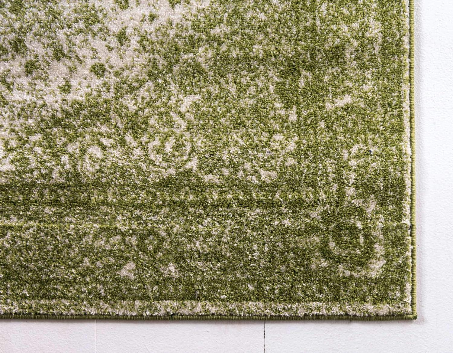 Rectangular Green Synthetic Easy Care 10' x 14' Area Rug