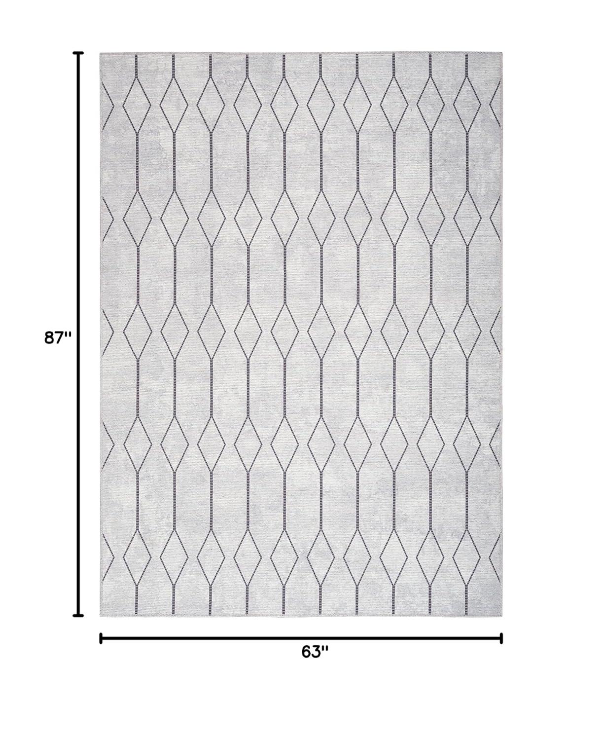 Pymble Geometric Machine Washable Area Rug in Ivory/Grey