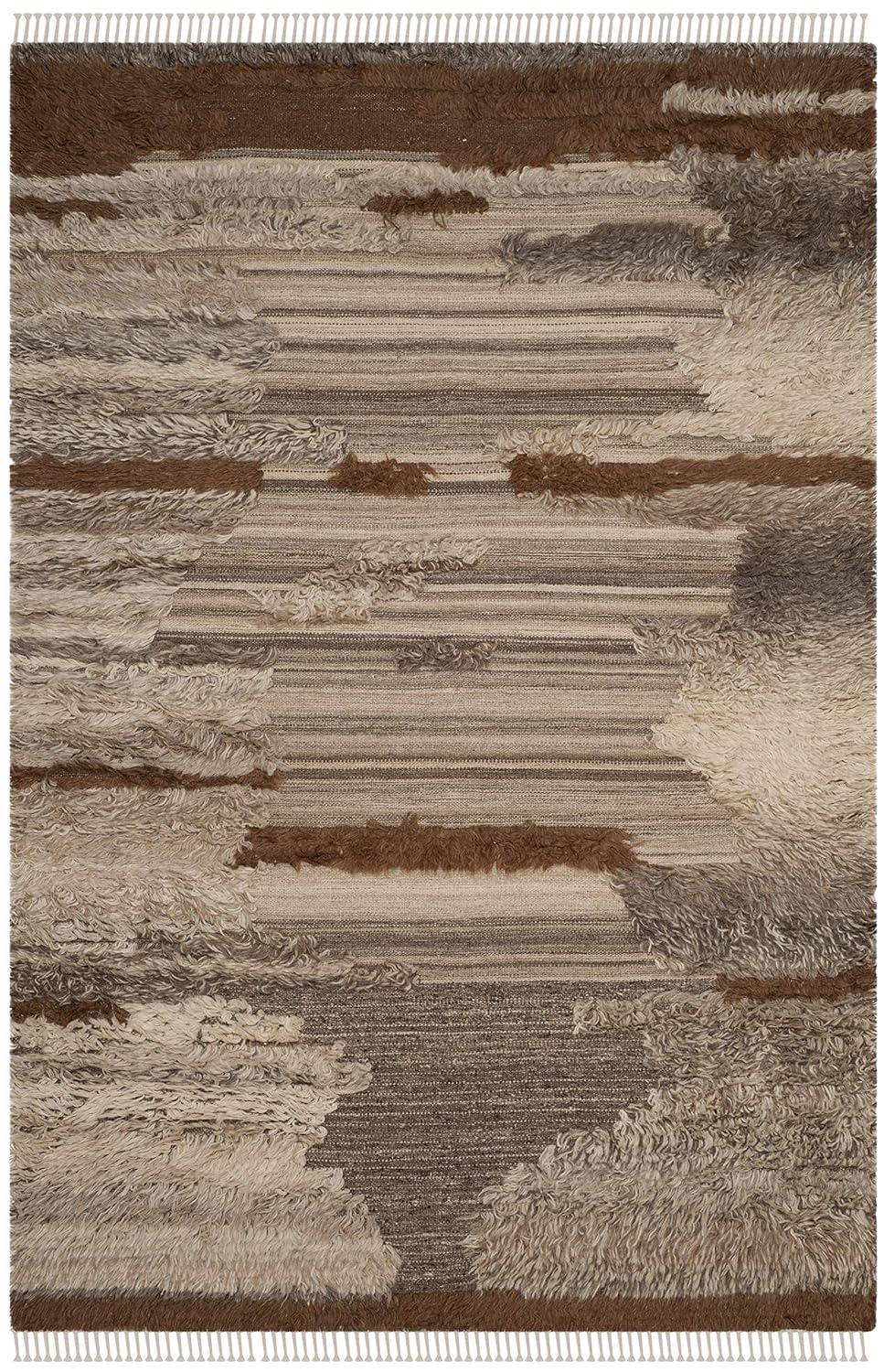 Alimatou Hand Knotted Wool/Cotton Abstract Rug in Gray/Brown