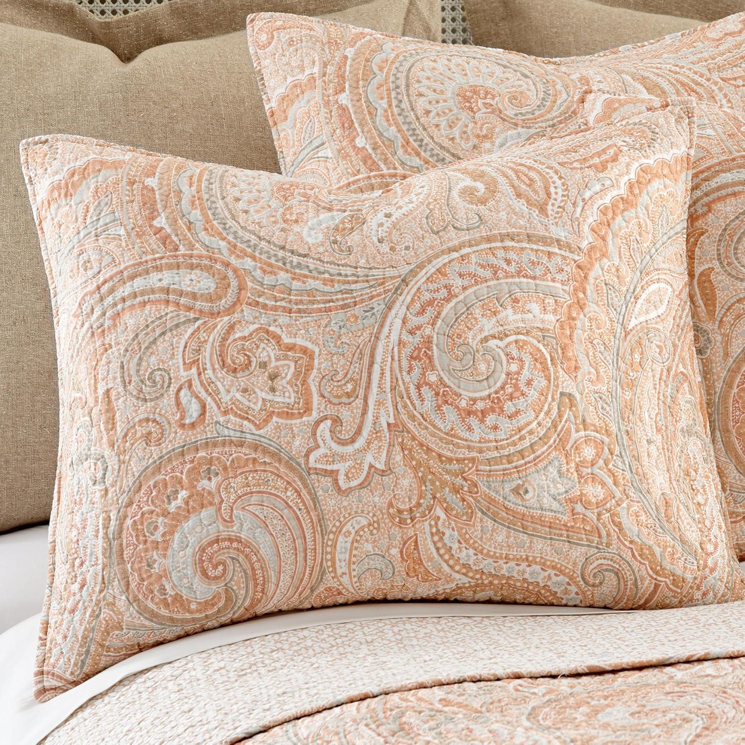 Spruce Coral Quilt Set - One King Quilt and Two King Shams - Levtex Home