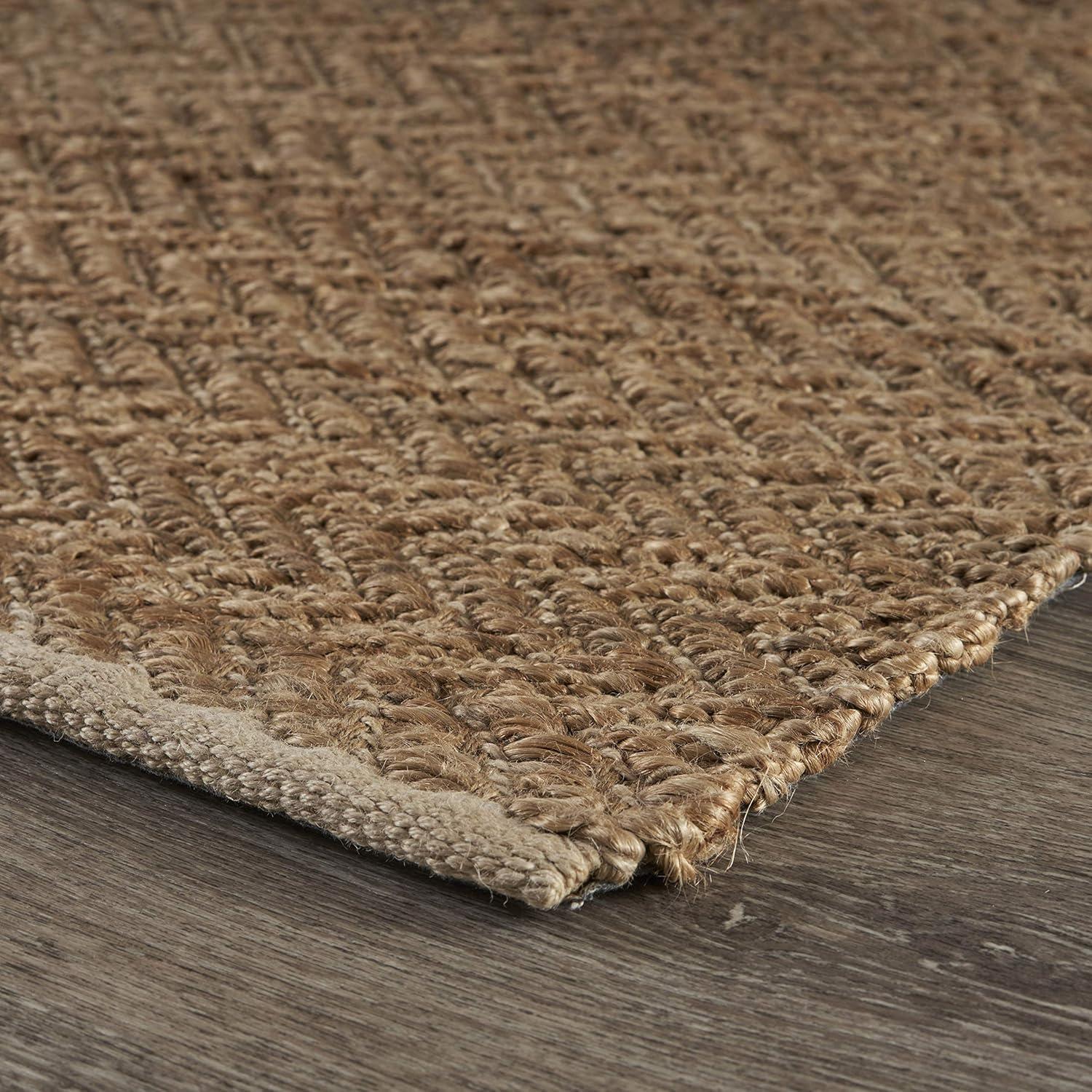 LR Home 5x8 Scalloped Natural Jute Indoor Area Rug for Home Decor | Classic Rugs for Bedroom, Living Room, Playroom, Entryway | Modern Farmhouse Boho Area Rug for Room Decor | Tan