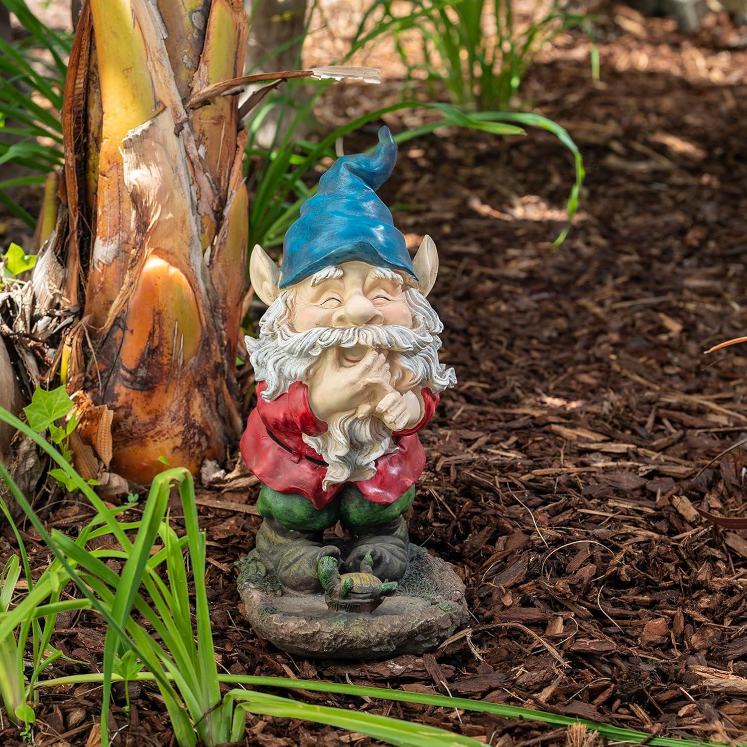 15" Multicolor Polyresin Smiling Garden Gnome Statue