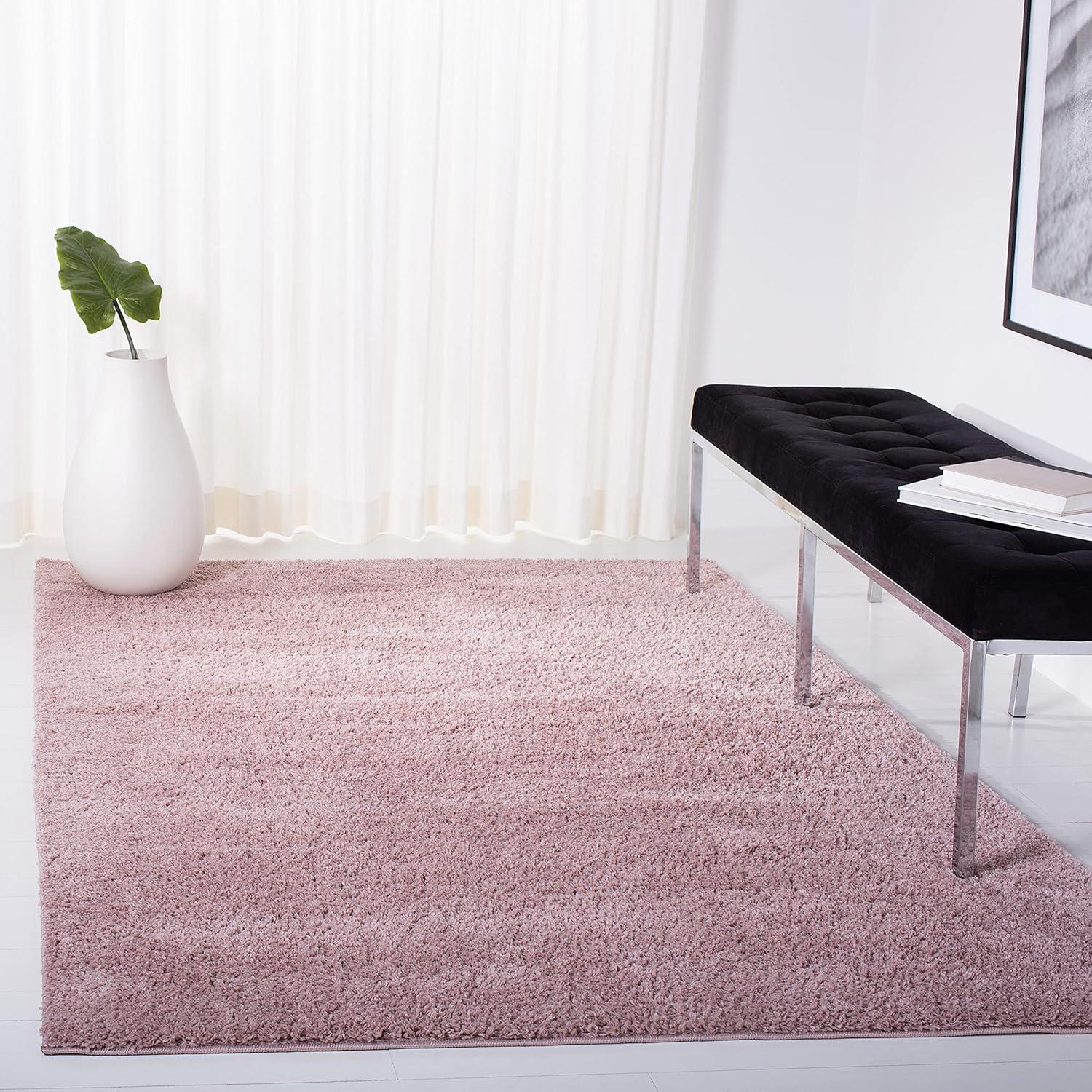 Pink 5'3" x 7'7" Synthetic Shag Area Rug