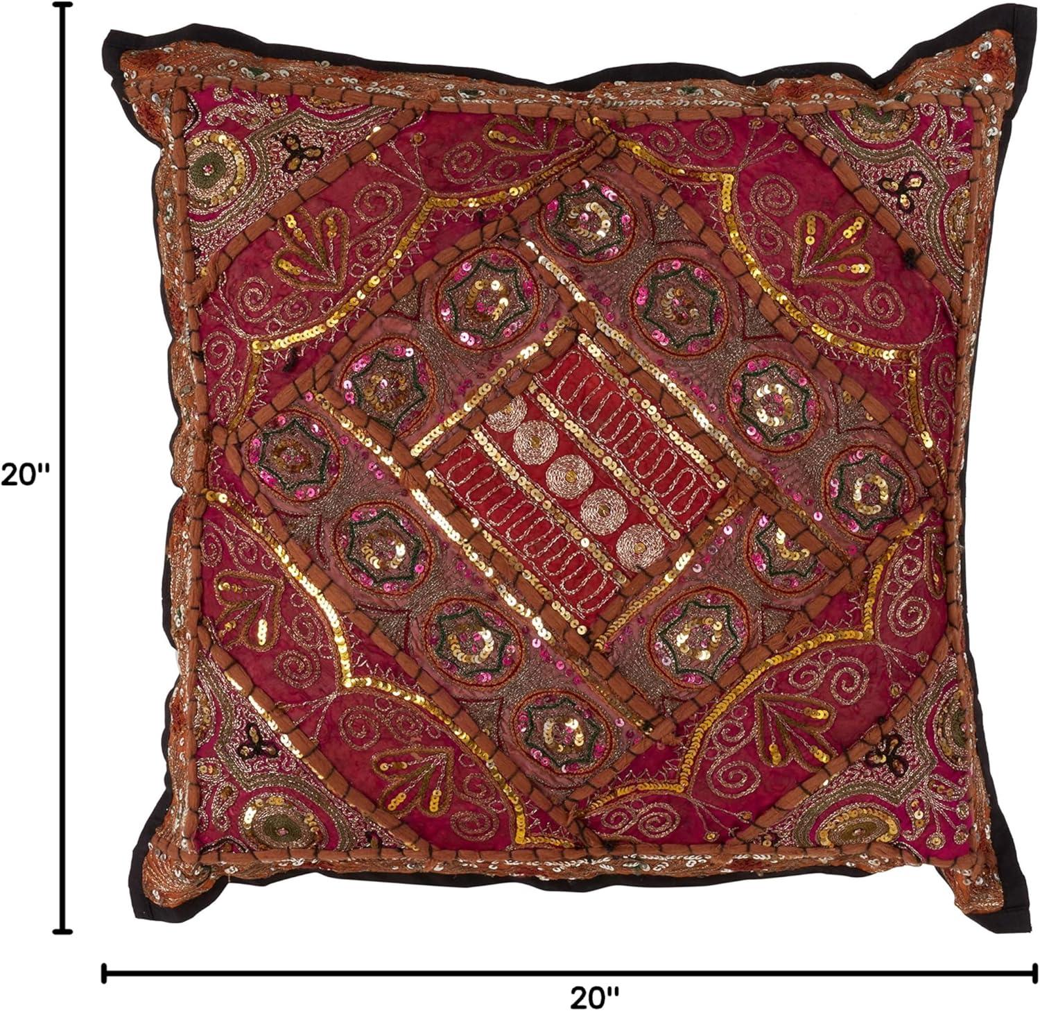 Handmade Sari Sitara Cotton Down Filled Throw Pillow