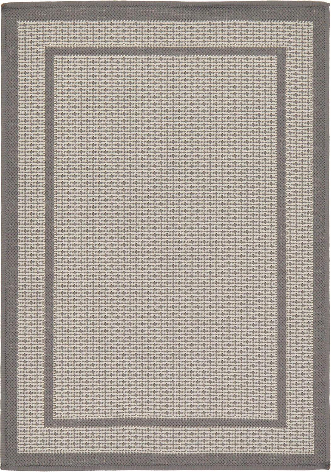 Unique Loom Outdoor Border Collection Area Rug - Border (2' 2" x 3' 1" Rectangle Gray/Silver)