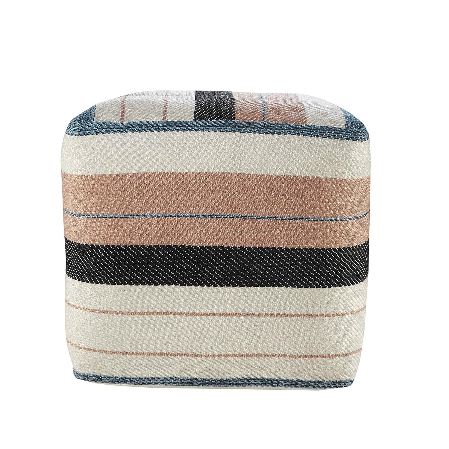Dakota Fields Argueta Outdoor Performance Striped Pouf Ottoman