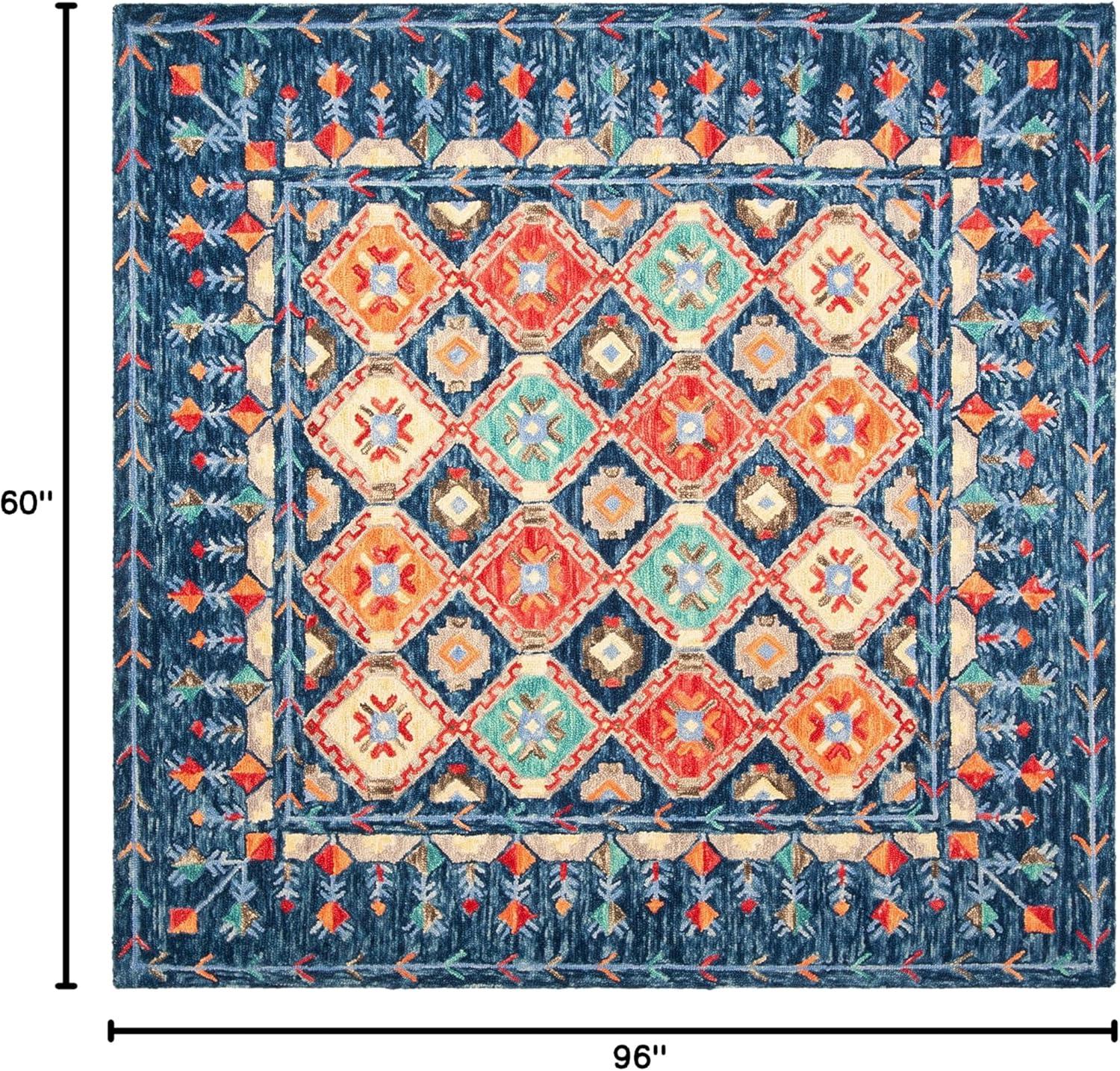 Aspen APN515 Hand Tufted Indoor Area Rug - Navy/Orange - 5'x8' - Safavieh