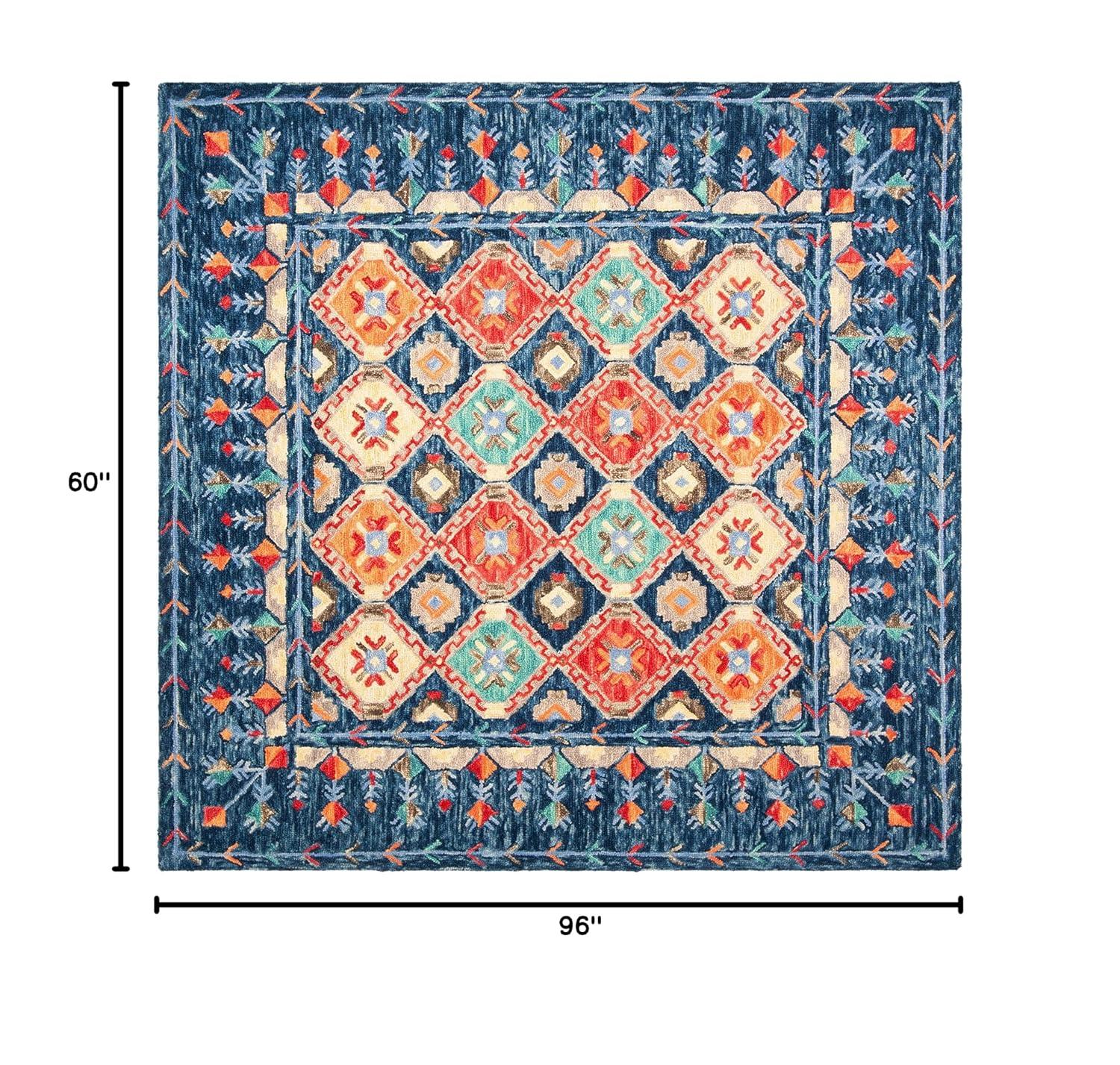 Aspen APN515 Hand Tufted Indoor Area Rug - Navy/Orange - 5'x8' - Safavieh