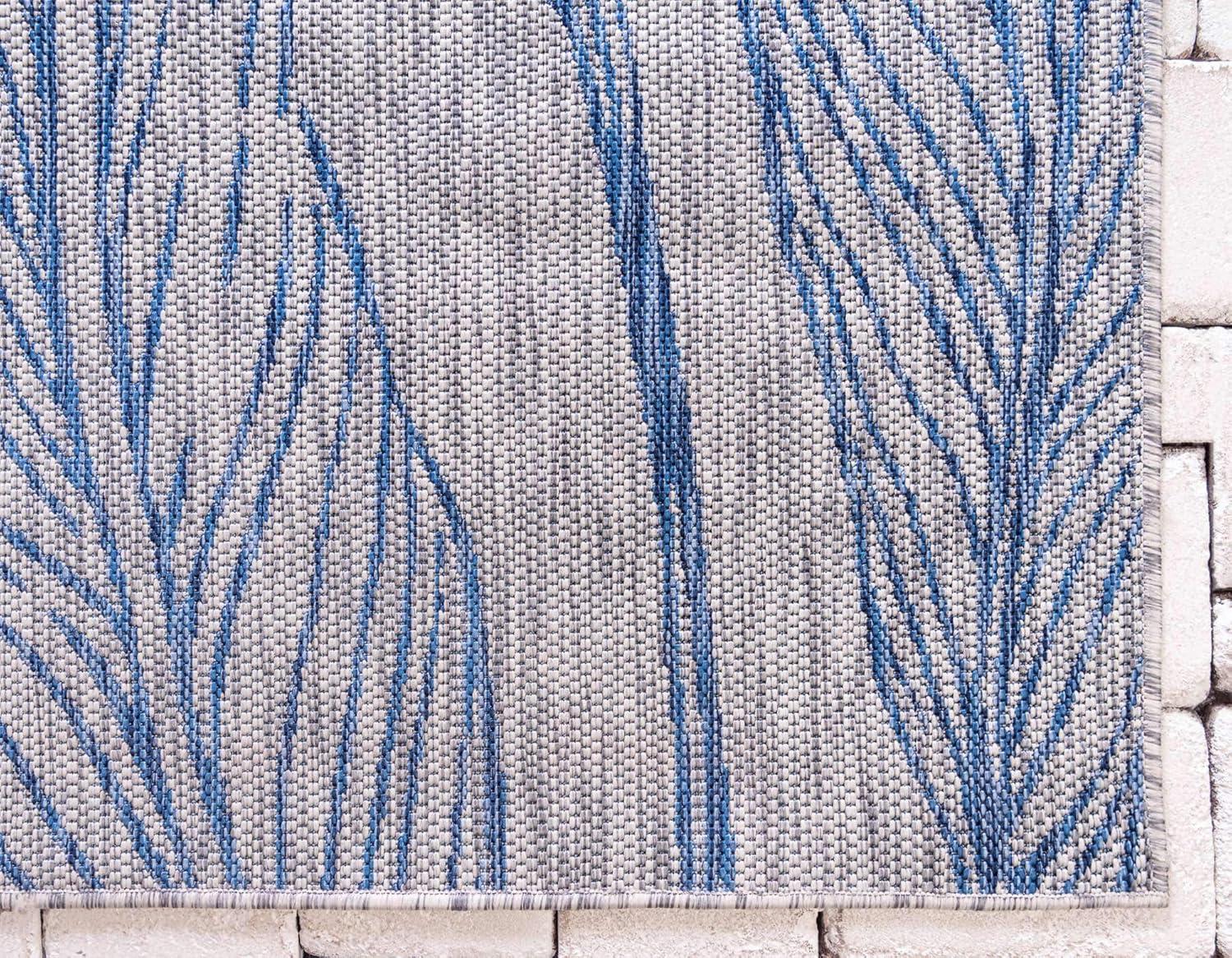 Unique Loom 4' 1 x 6' 1 Rectangle Indoor/Outdoor Botanical Light Gray Area Rug