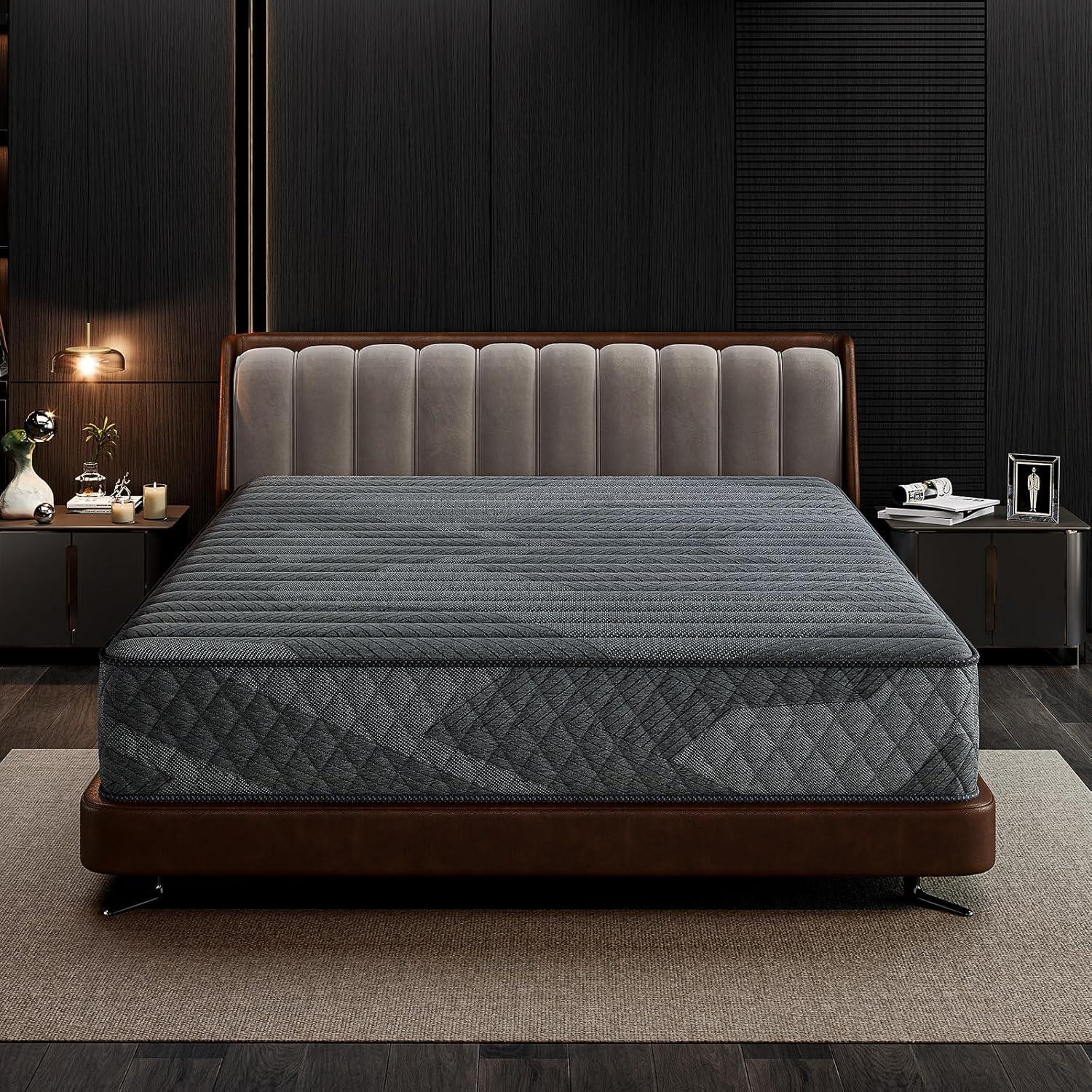 Queen Mattress, 10 Inch Medium Firm Hybrid Mattress with Pocketed Springs, Breathable Convoluted Foam, Queen Size Mattress in a Box with Pressure Relief and Support, Antistatic, CertiPUR-US Certified