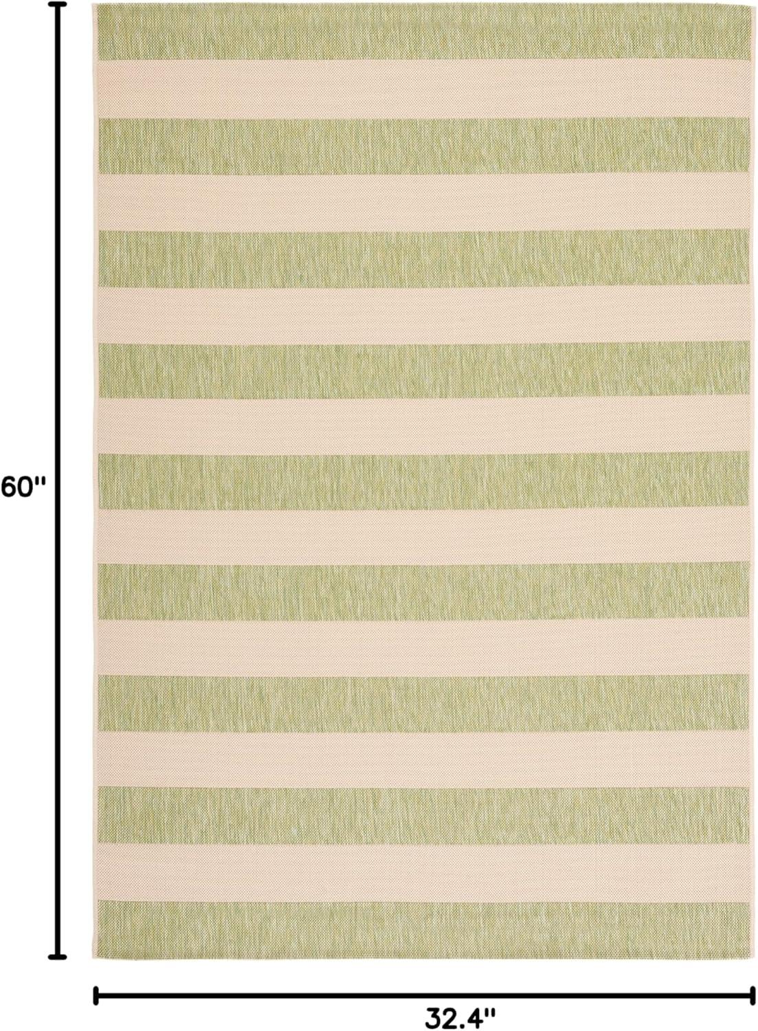 Courtyard Beige and Sage Green Synthetic Outdoor Rug 2' 7" x 5'