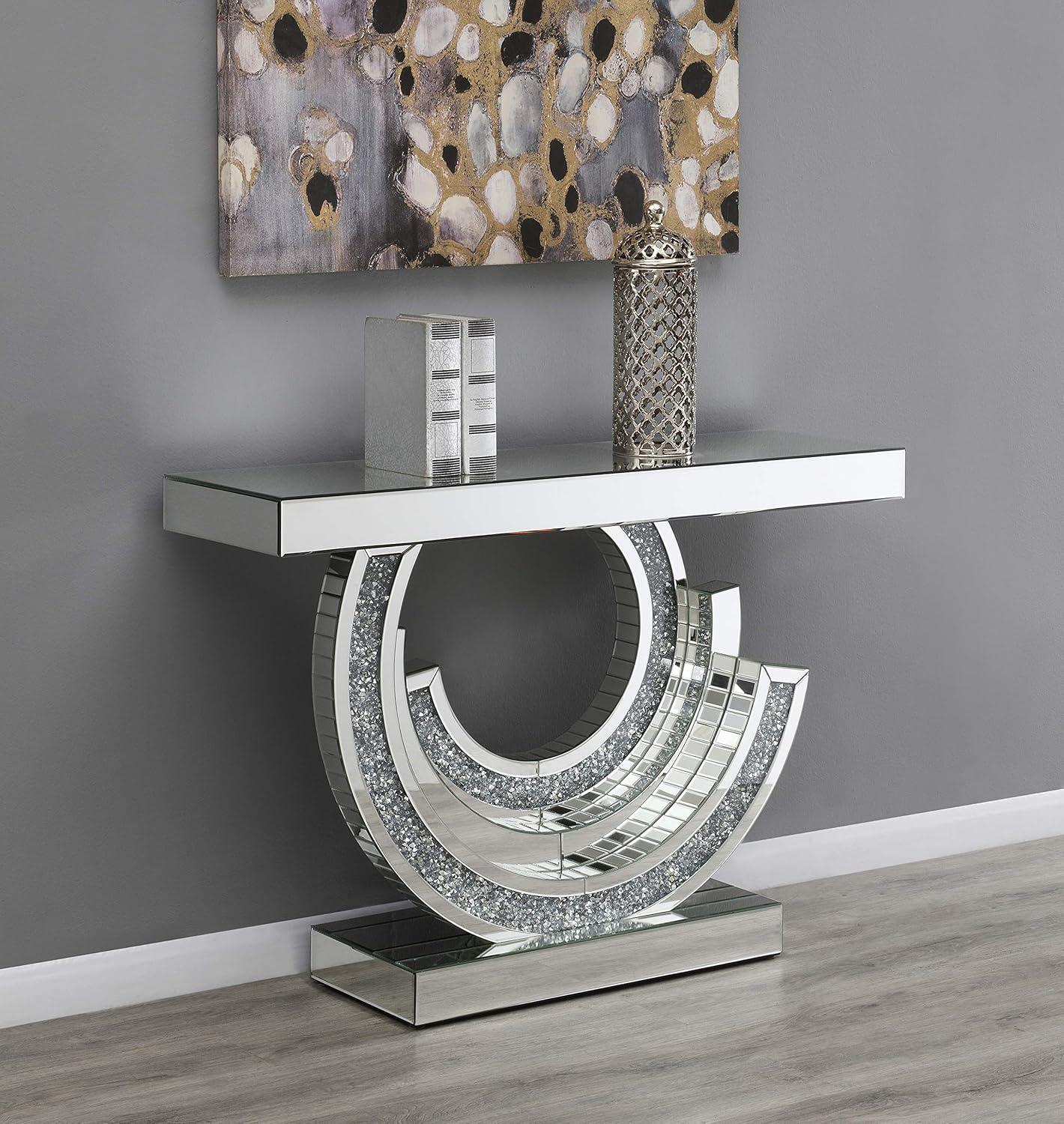 Coaster Contemporary Wood Multi-Dimensional Console Table in Silver