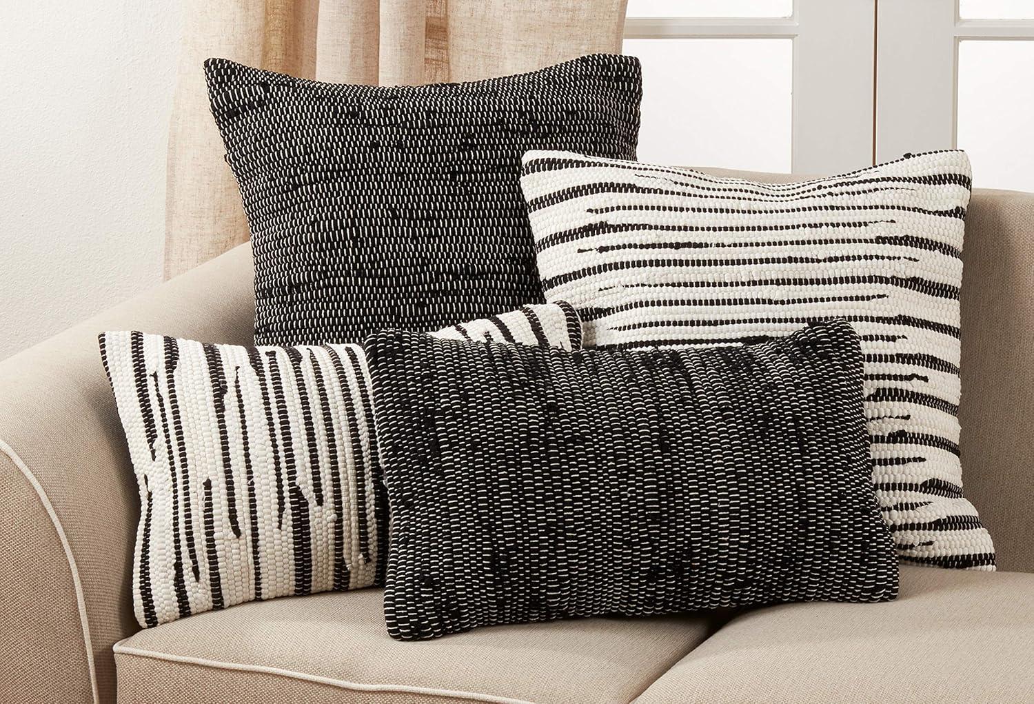 Black Chindi Square Throw Pillow with Down Filling