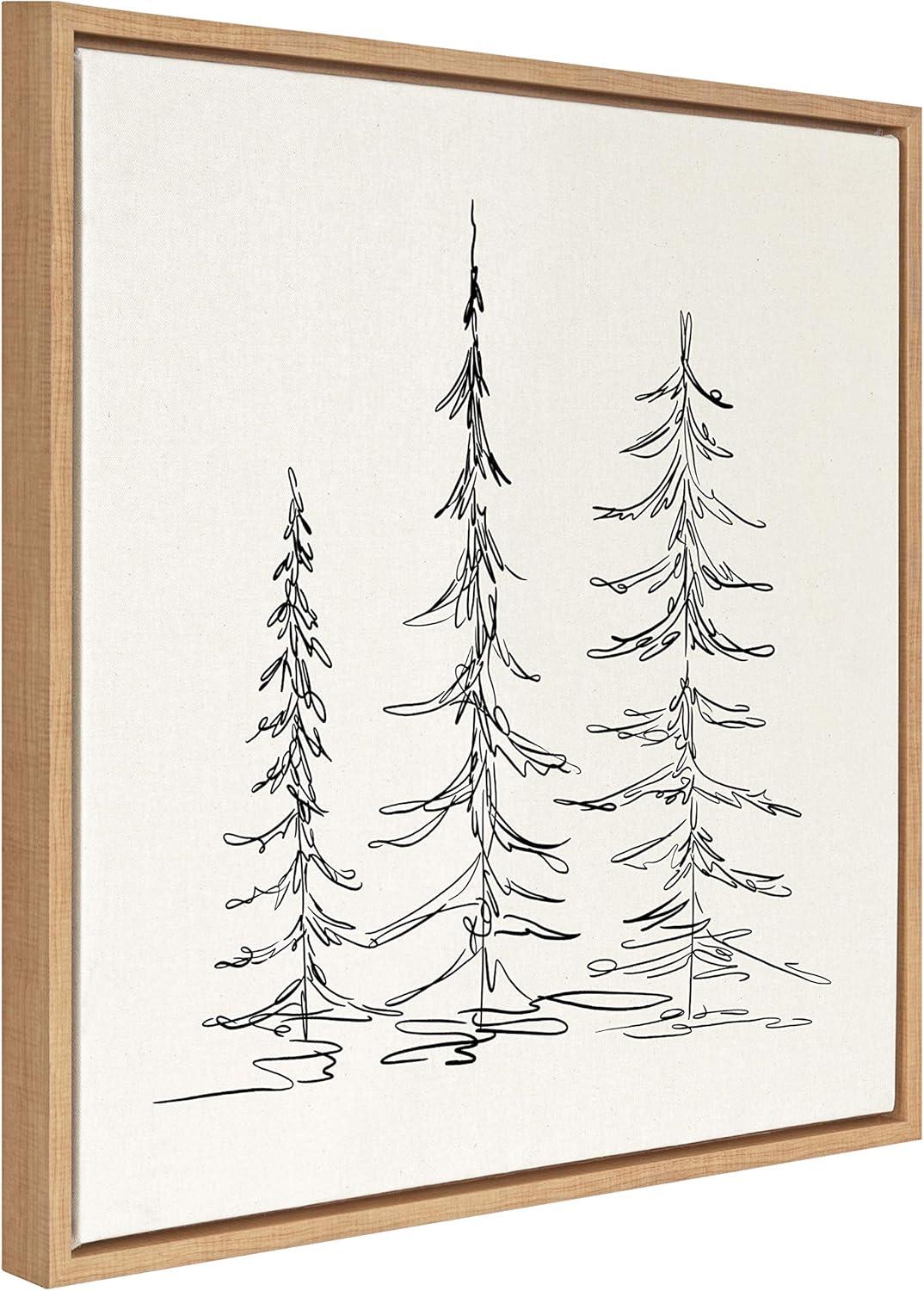 Sylvie Minimalist Evergreen Trees Sketch Framed Wall Canvas - Kate & Laurel All Things Decor