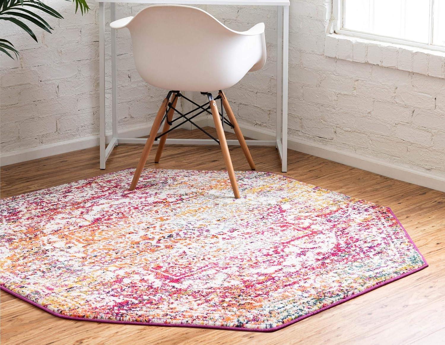 Unique Loom Richmond Collection Area Rug - Medallion (5' 3" Octagon Aqua/Ivory)