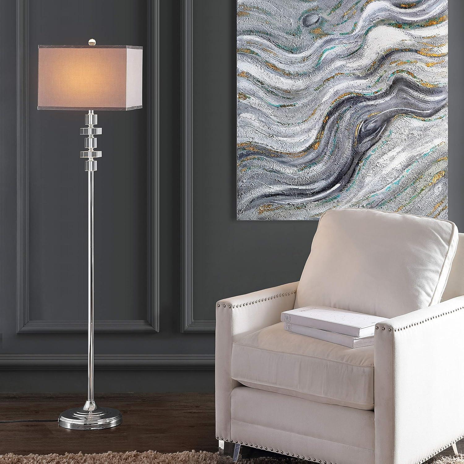 Times 60.5 Inch H Square Floor Lamp - Clear/Chrome - Safavieh