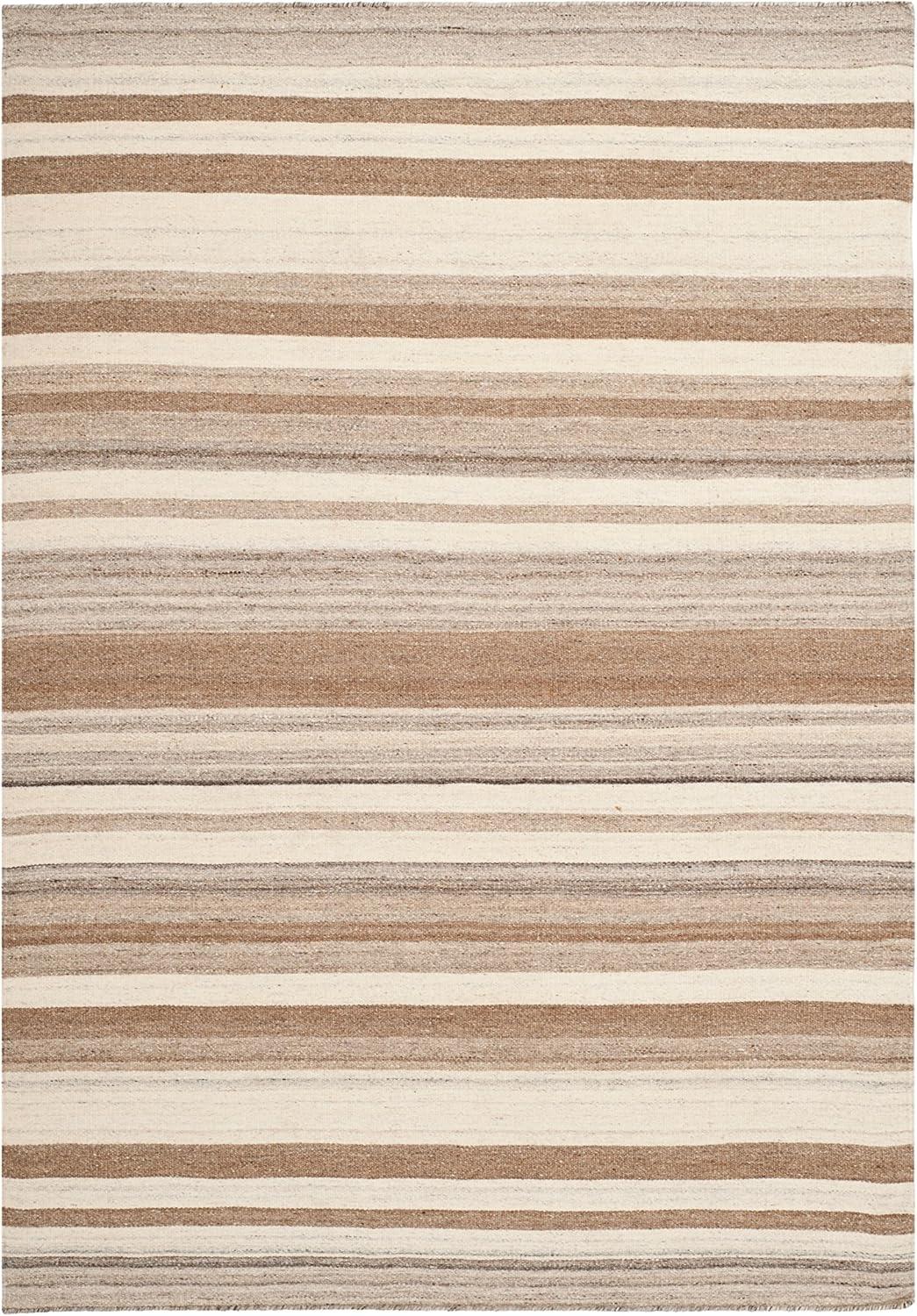 Dhurries DHU631 Hand Woven Flat Weave Area Rug Natural / Camel 4' X 6' - Safavieh.