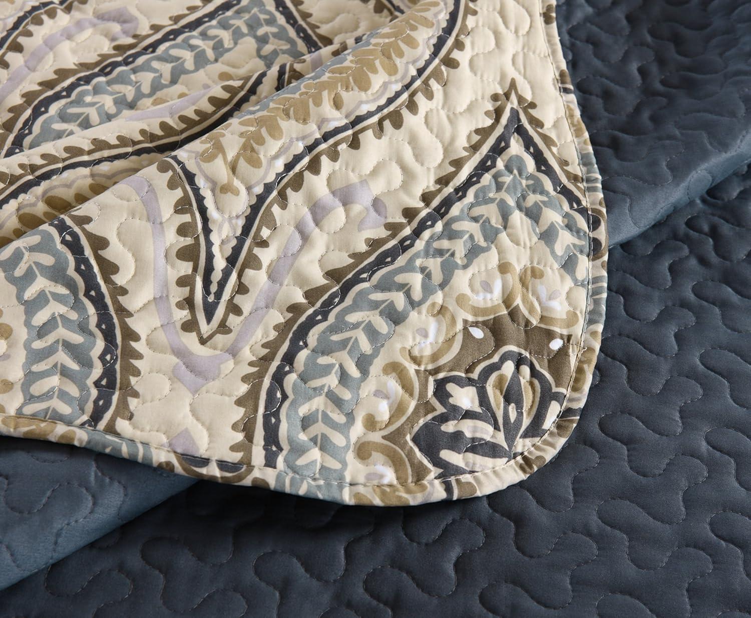 MarCielo 3 Piezas Edredón Ligero Rey, Edredón Impreso, Edredón Conjunto Ropa de Cama Manta Manta Coverlet Ligero Colcha Conjunto, Amarillo + Gris Oscuro, Tamaño King, Joni
