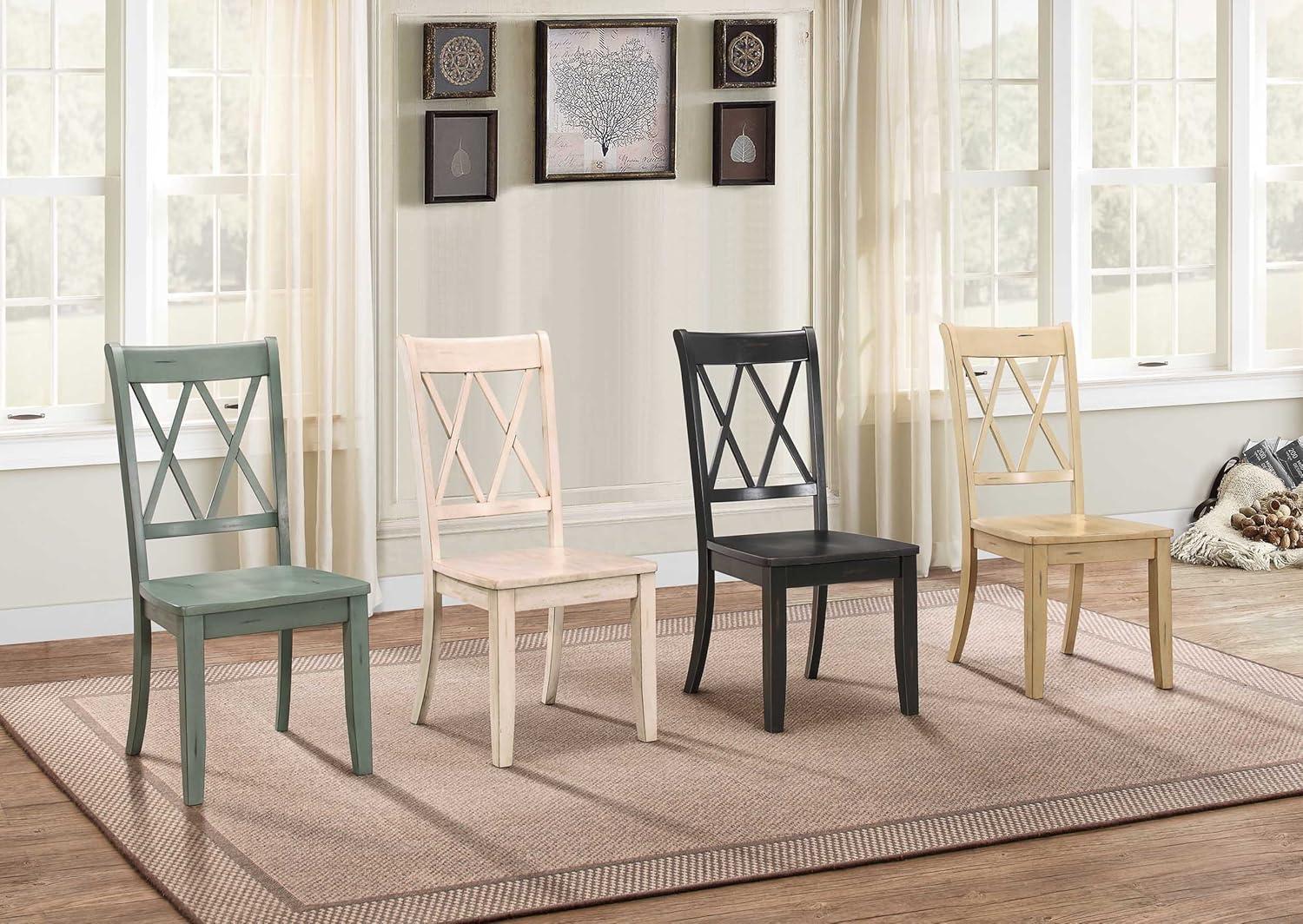 Janina Cream White Transitional Upholstered Side Chair with Pine Veneer