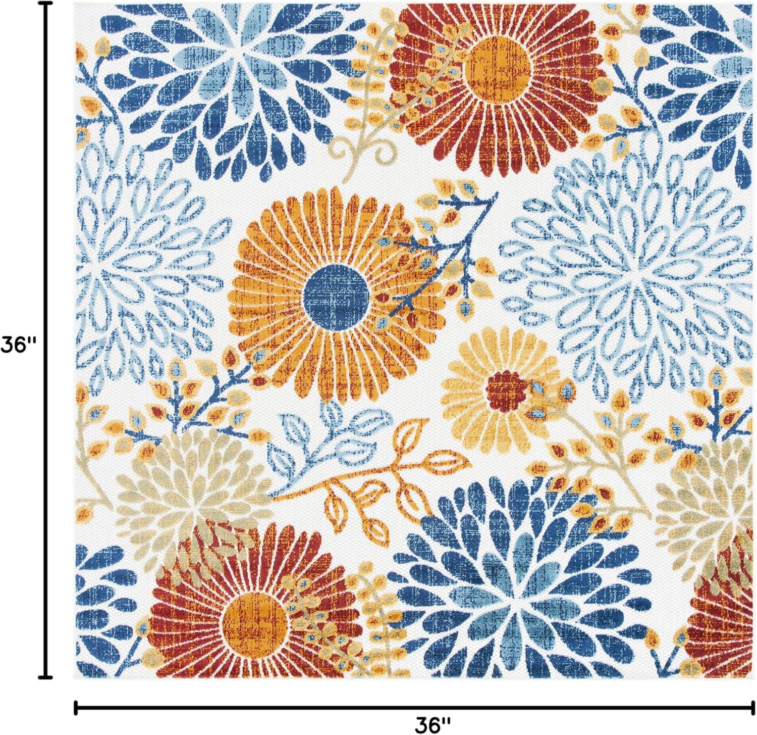 Cabana CBN832 Power Loomed Indoor/Outdoor Area Rug - Creme/Red - 3'x3' - Safavieh